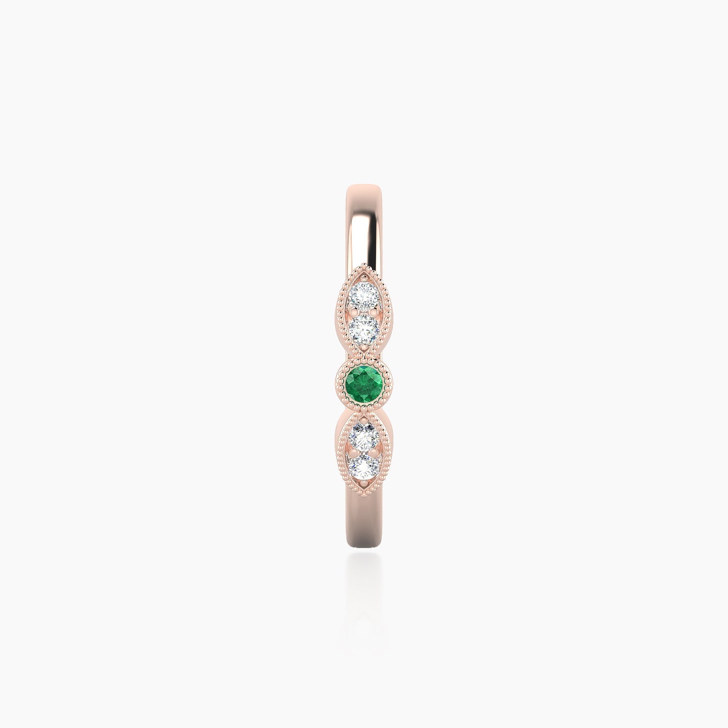 Roma | 18k Rose Gold 11 mm Emerald & Diamond Hoop Piercing