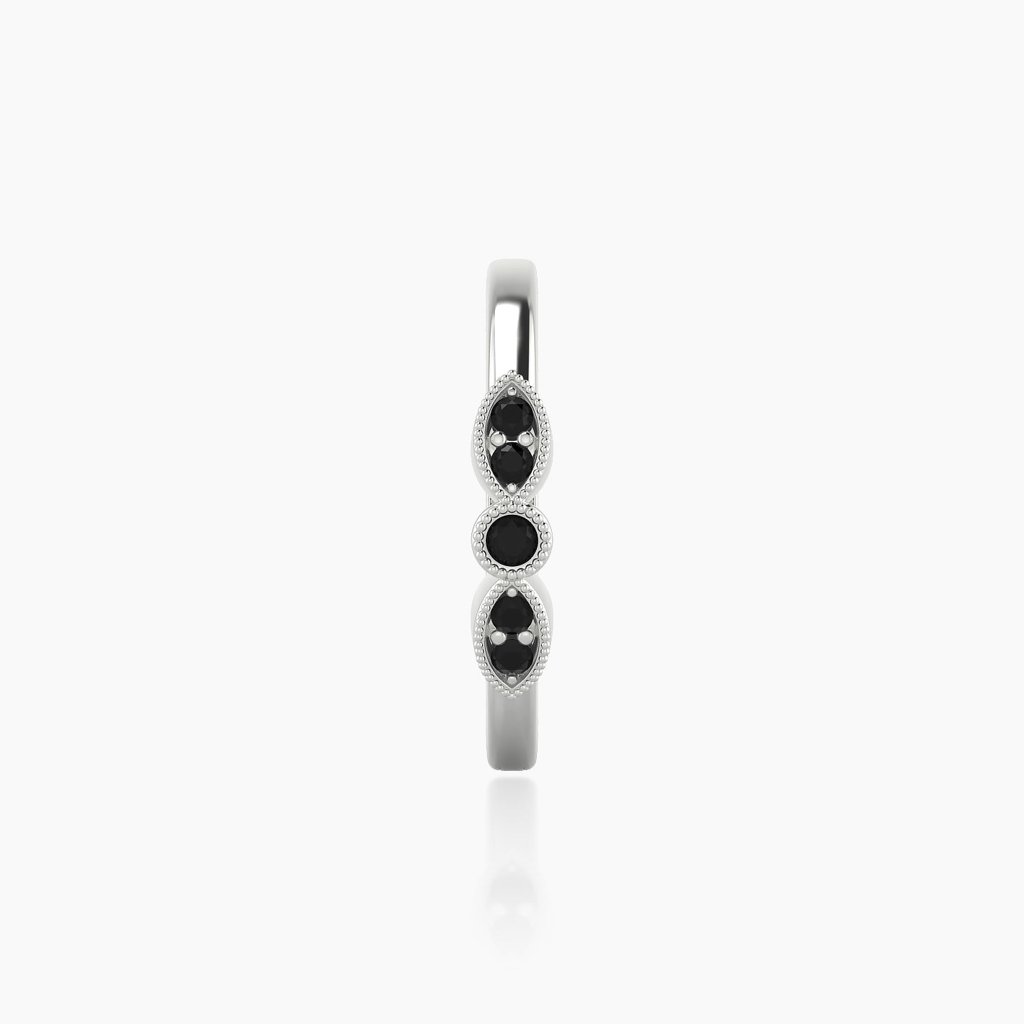 Roma | 18k White Gold 11 mm Black Diamond Hoop Piercing