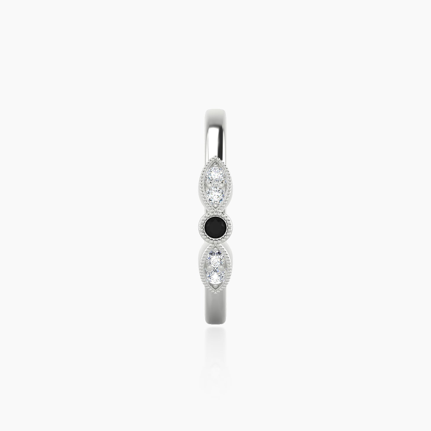 Roma | 18k White Gold 11 mm Black Diamond & Diamond Hoop Piercing