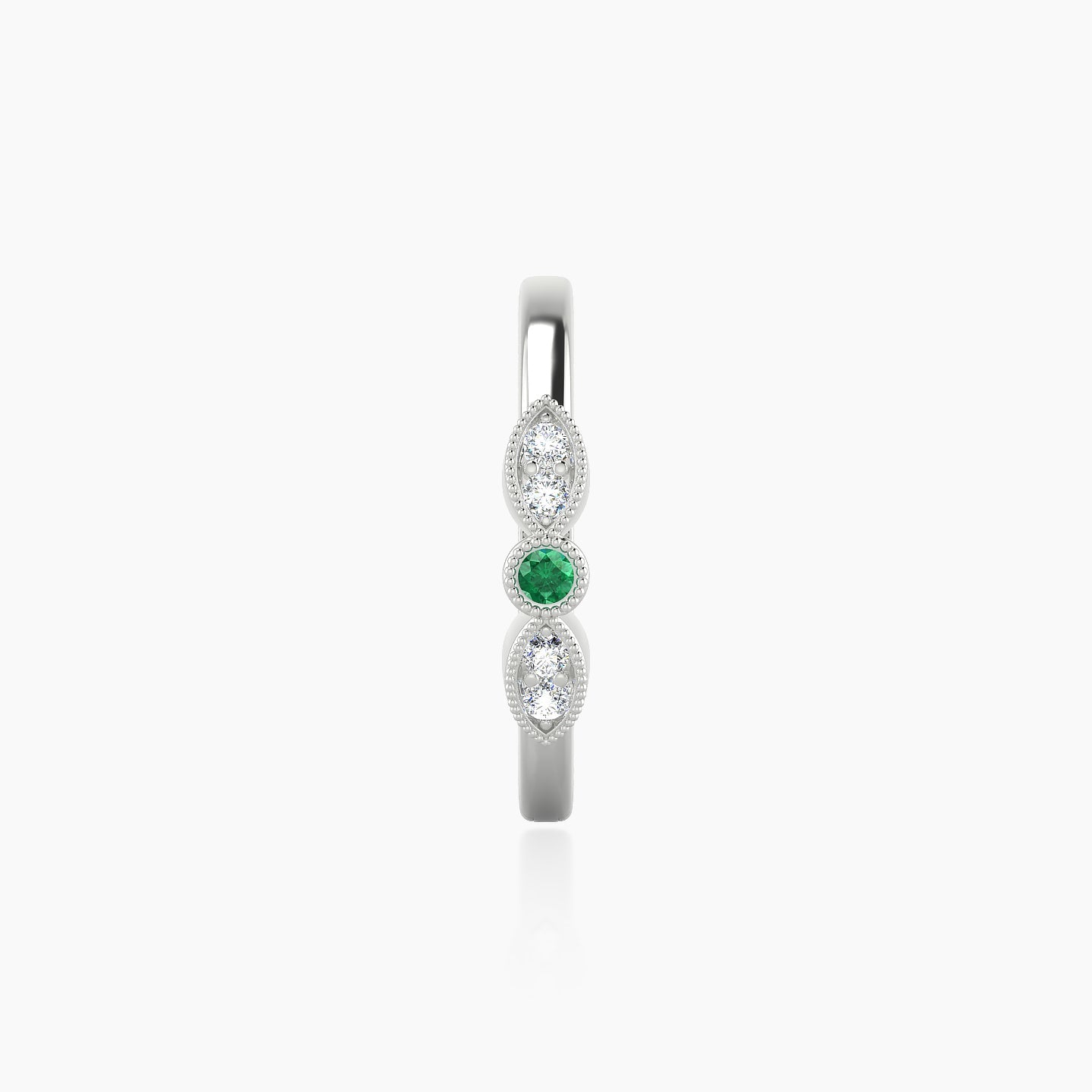 Roma | 18k White Gold 11 mm Emerald & Diamond Hoop Piercing