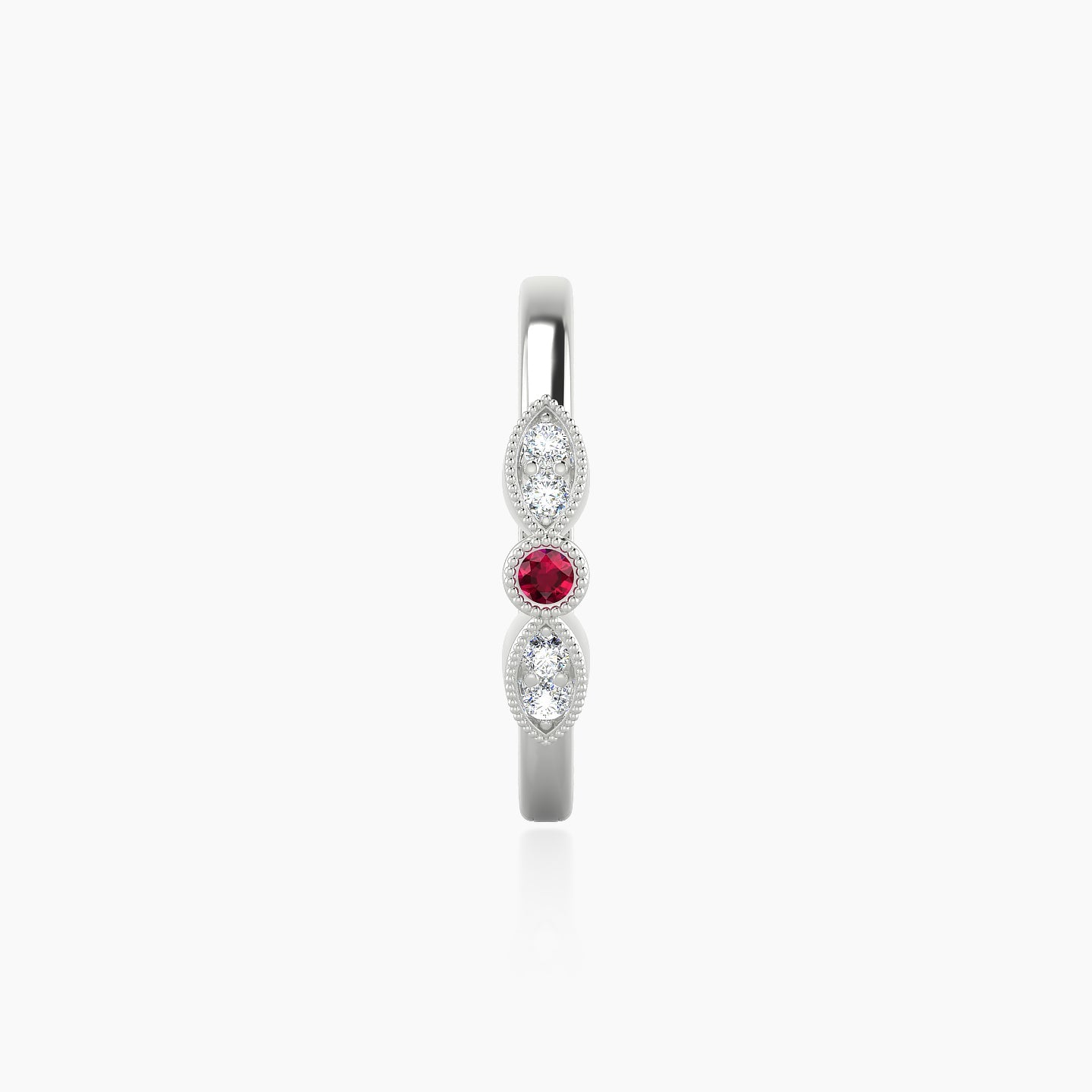 Roma | 18k White Gold 11 mm Ruby & Diamond Hoop Piercing