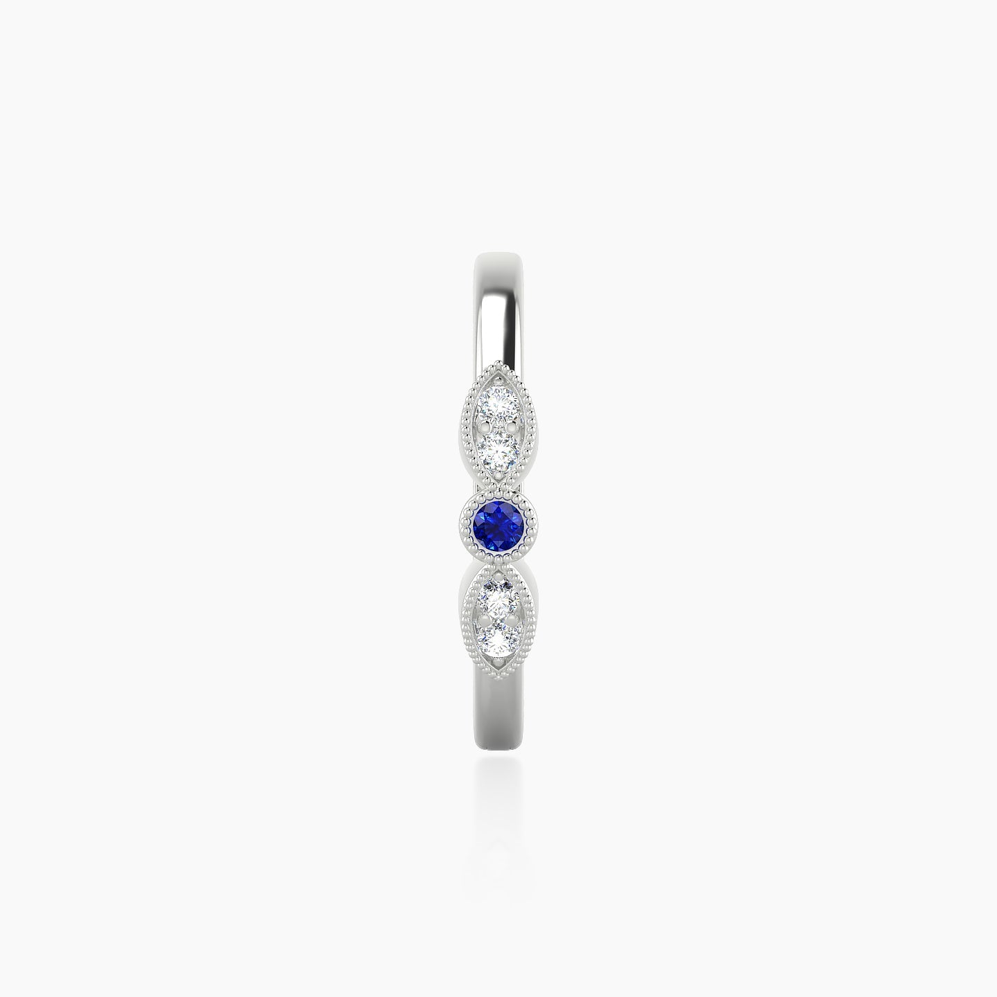 Roma | 18k White Gold 11 mm Sapphire & Diamond Hoop Piercing