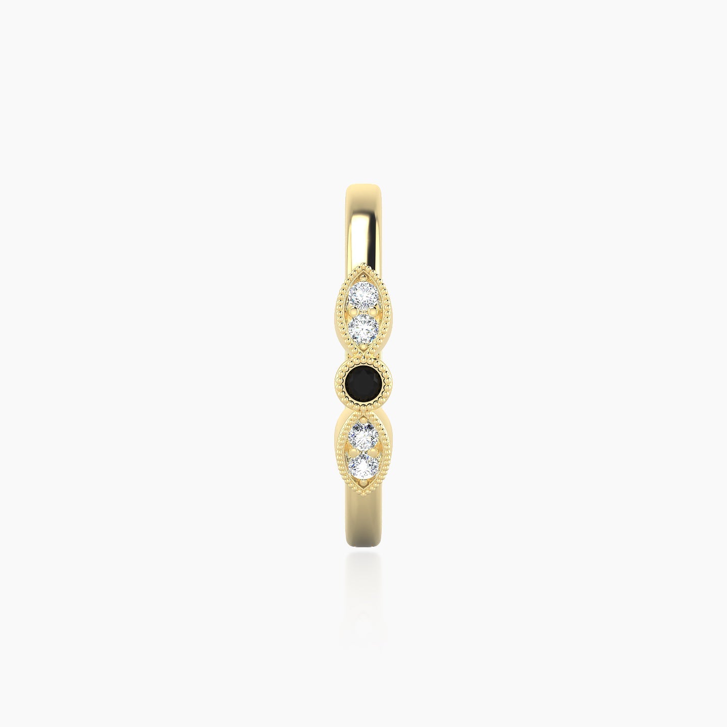 Roma | 18k Yellow Gold 11 mm Black Diamond & Diamond Hoop Piercing