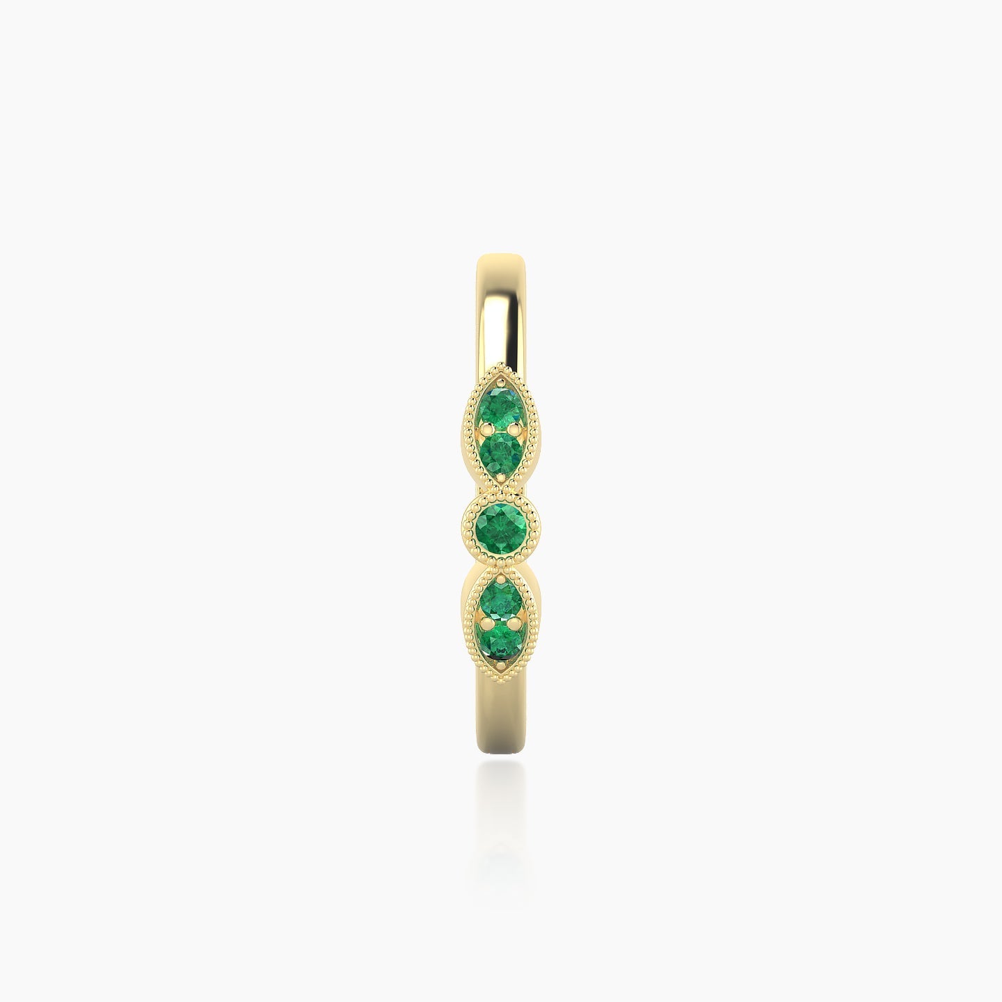 Roma | 18k Yellow Gold 11 mm Emerald Hoop Piercing