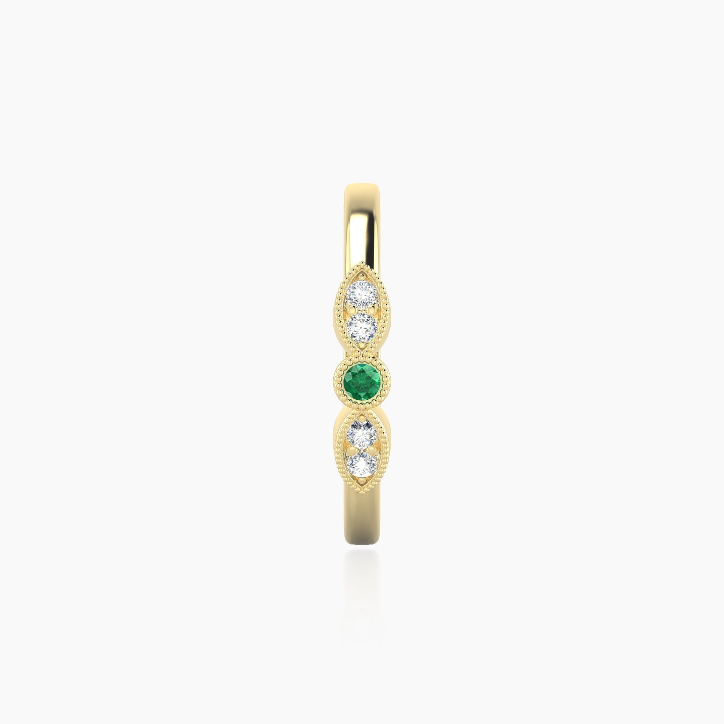 Roma | 18k Yellow Gold 11 mm Emerald & Diamond Hoop Piercing