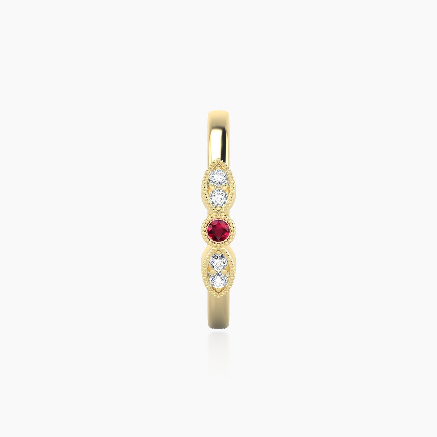 Roma | 18k Yellow Gold 11 mm Ruby & Diamond Hoop Piercing