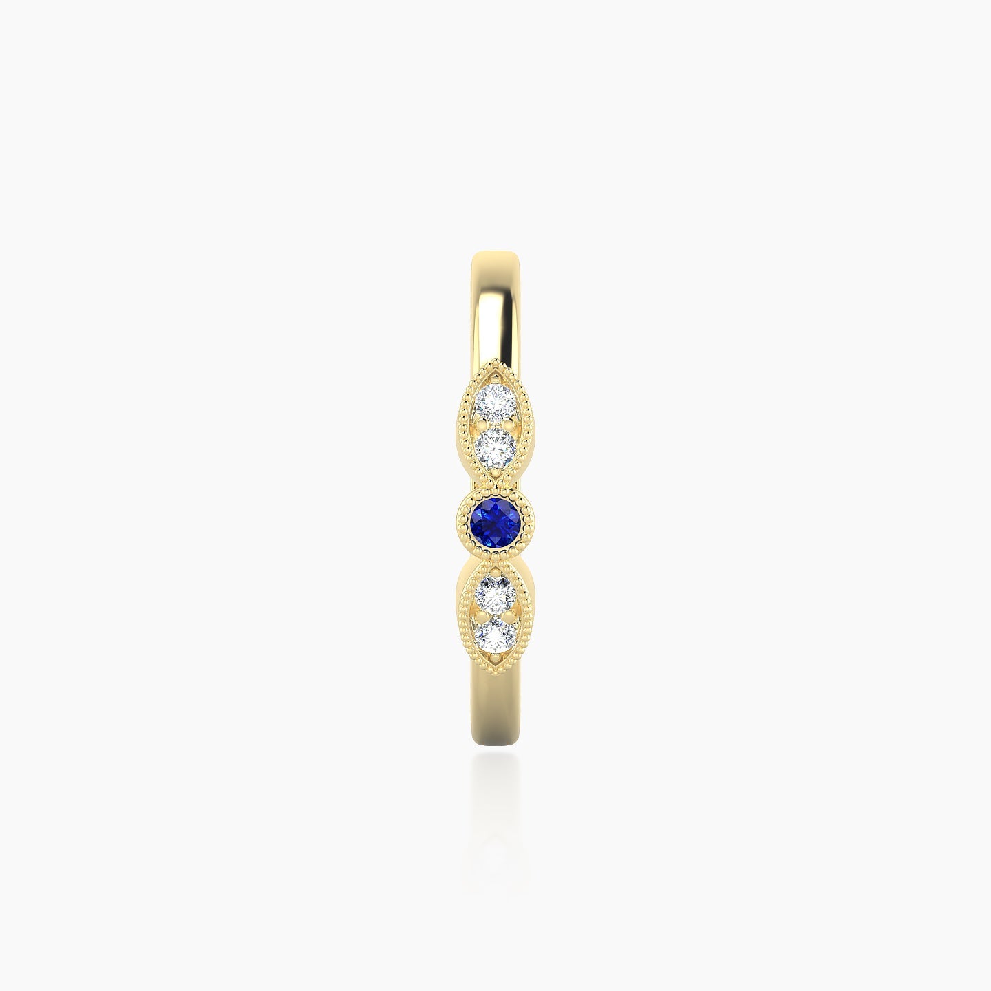 Roma | 18k Yellow Gold 11 mm Sapphire & Diamond Hoop Piercing