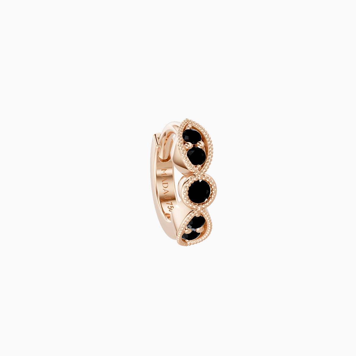 Roma | 18k Rose Gold 5 mm Black Diamond Hoop Piercing