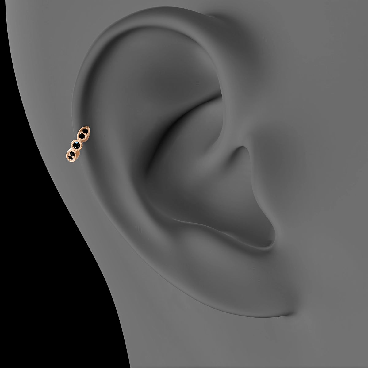 Roma | 18k Rose Gold 5 mm Black Diamond Hoop Piercing