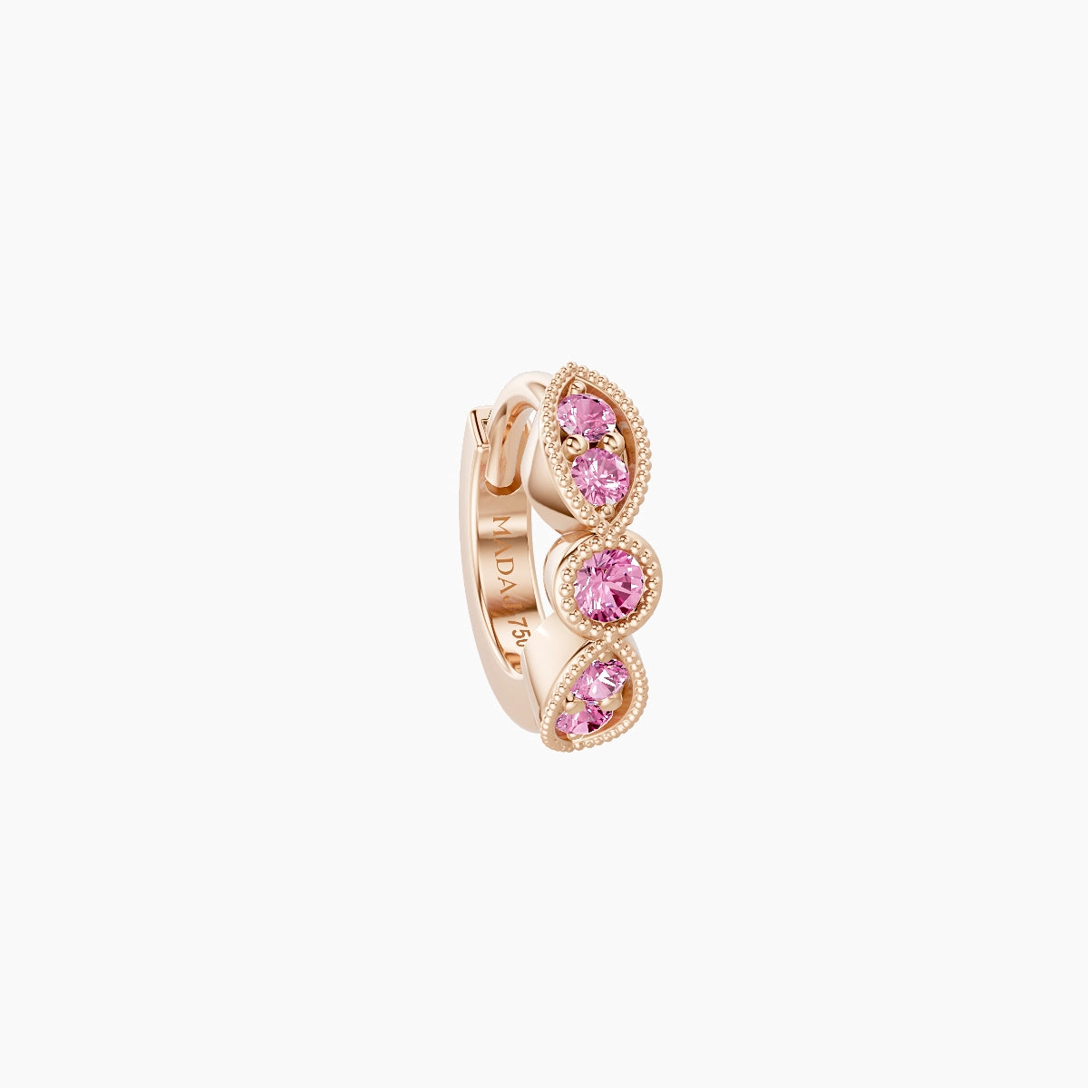Roma | 18k Rose Gold 5 mm Pink Sapphire Hoop Piercing