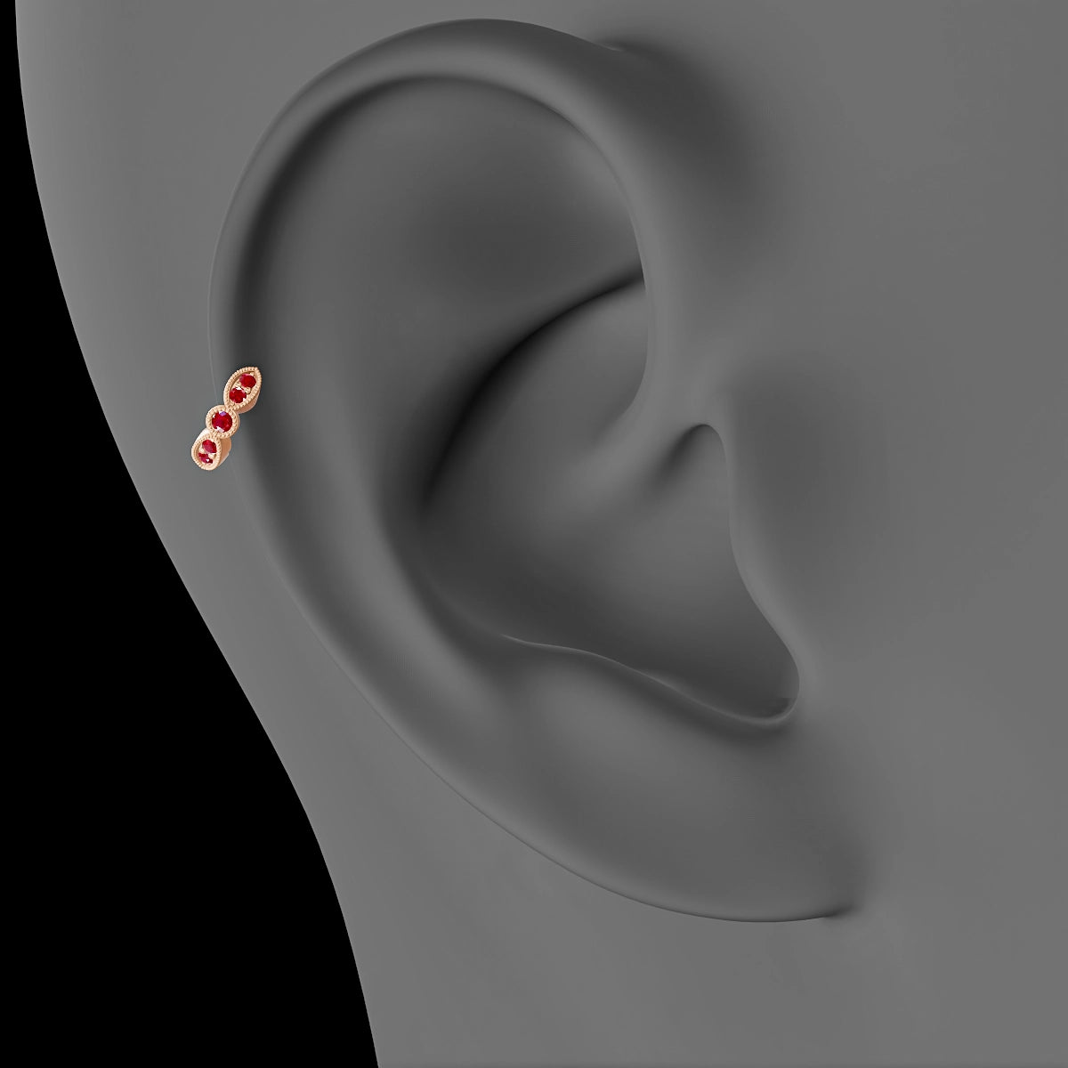 Roma | 18k Rose Gold 5 mm Ruby Hoop Piercing