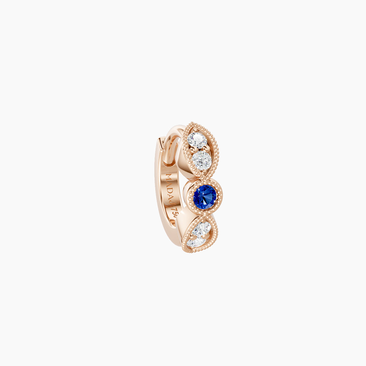 Roma | 18k Rose Gold 5 mm Sapphire & Diamond Hoop Piercing