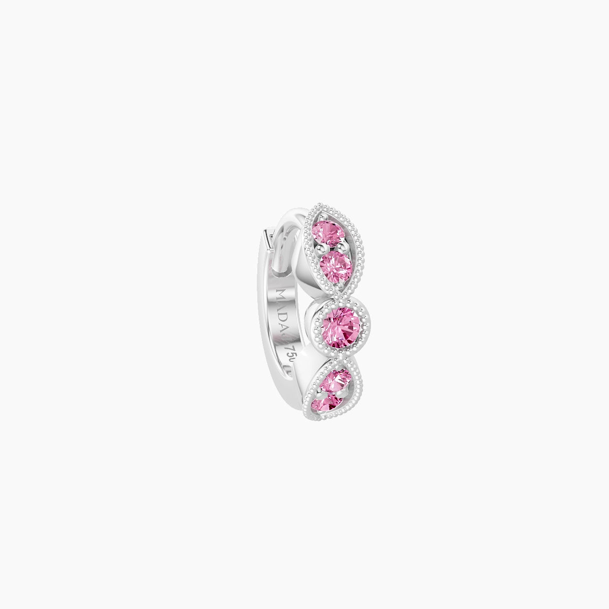Roma | 18k White Gold 5 mm Pink Sapphire Hoop Piercing