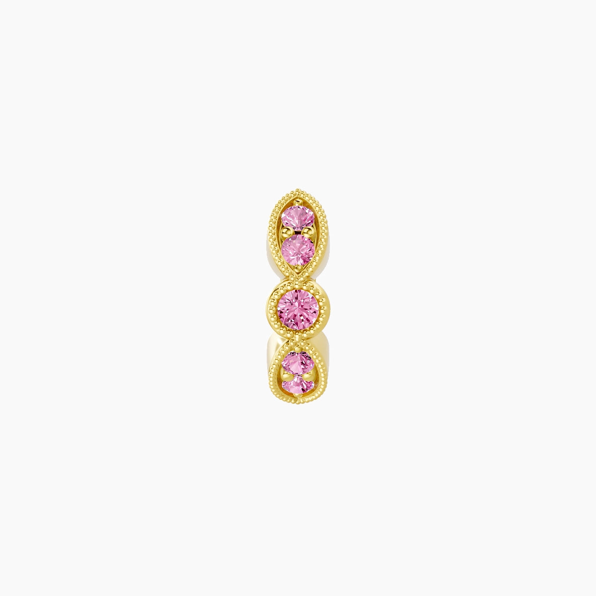 Roma | 18k Yellow Gold 5 mm Pink Sapphire Hoop Piercing