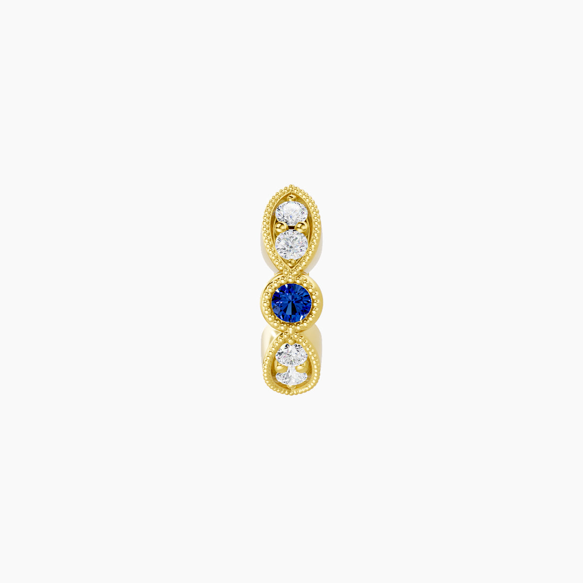 Roma | 18k Yellow Gold 5 mm Sapphire & Diamond Hoop Piercing