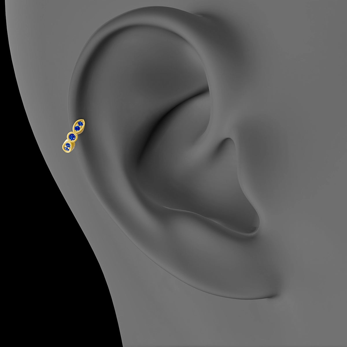 Roma | 18k Yellow Gold 5 mm Sapphire Hoop Piercing