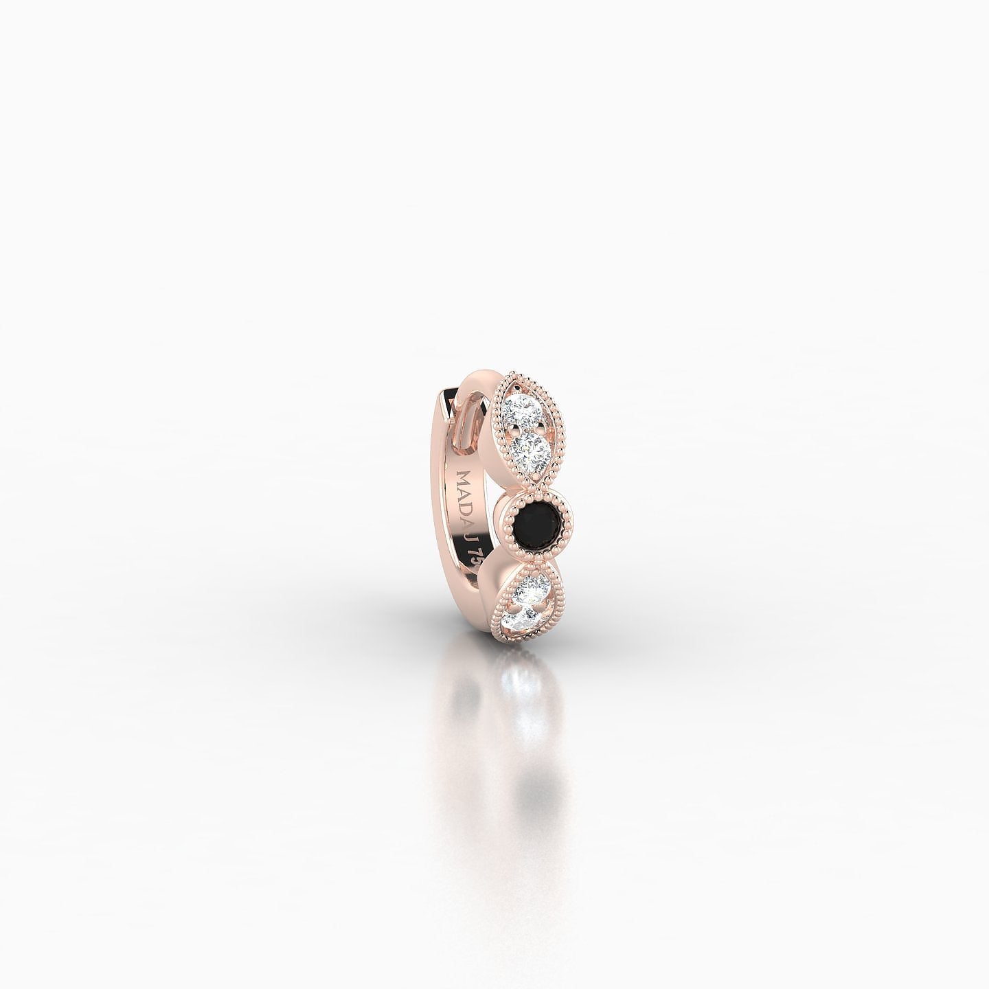 Roma | 18k Rose Gold 5 mm Black Diamond & Diamond Hoop Piercing