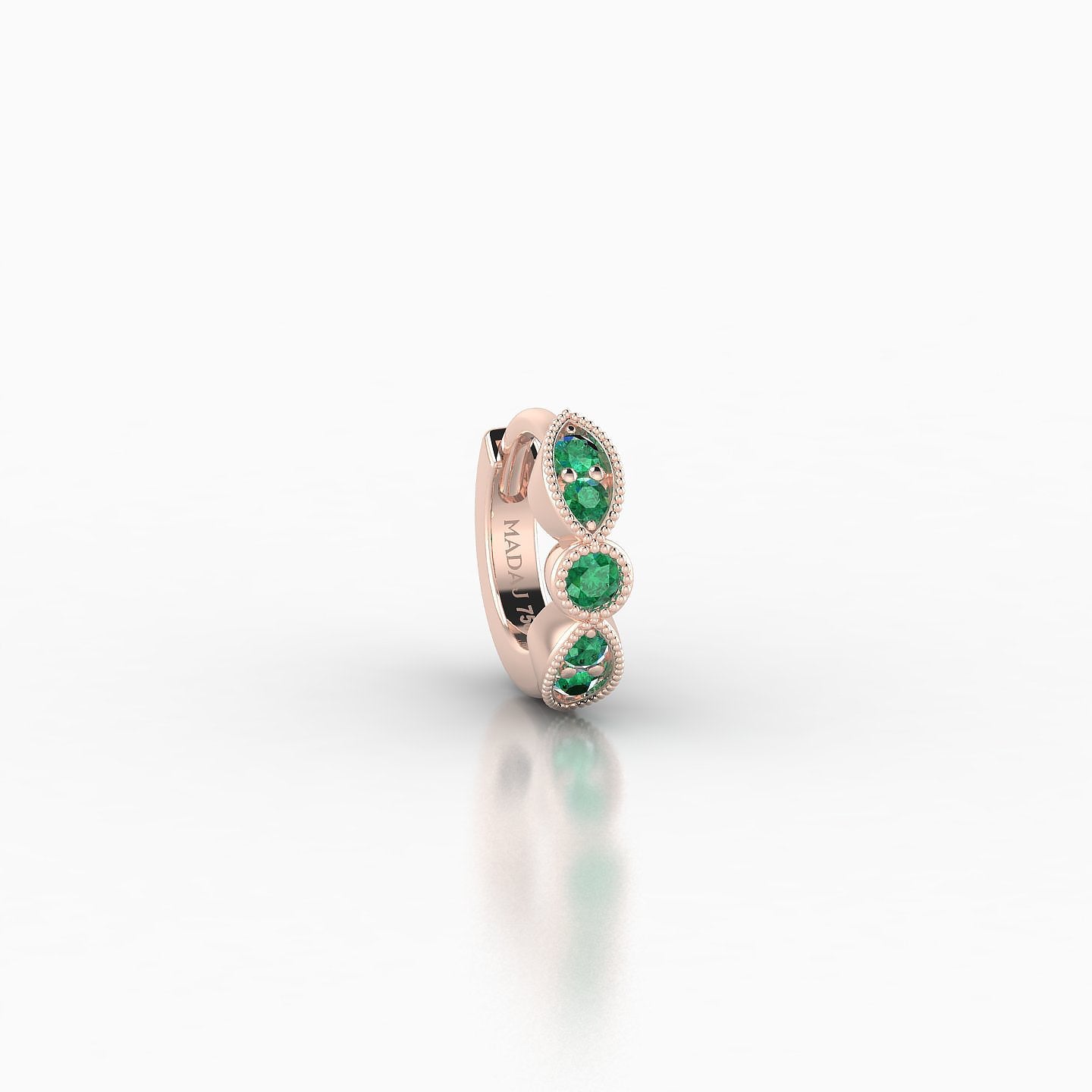 Roma | 18k Rose Gold 5 mm Emerald Hoop Piercing