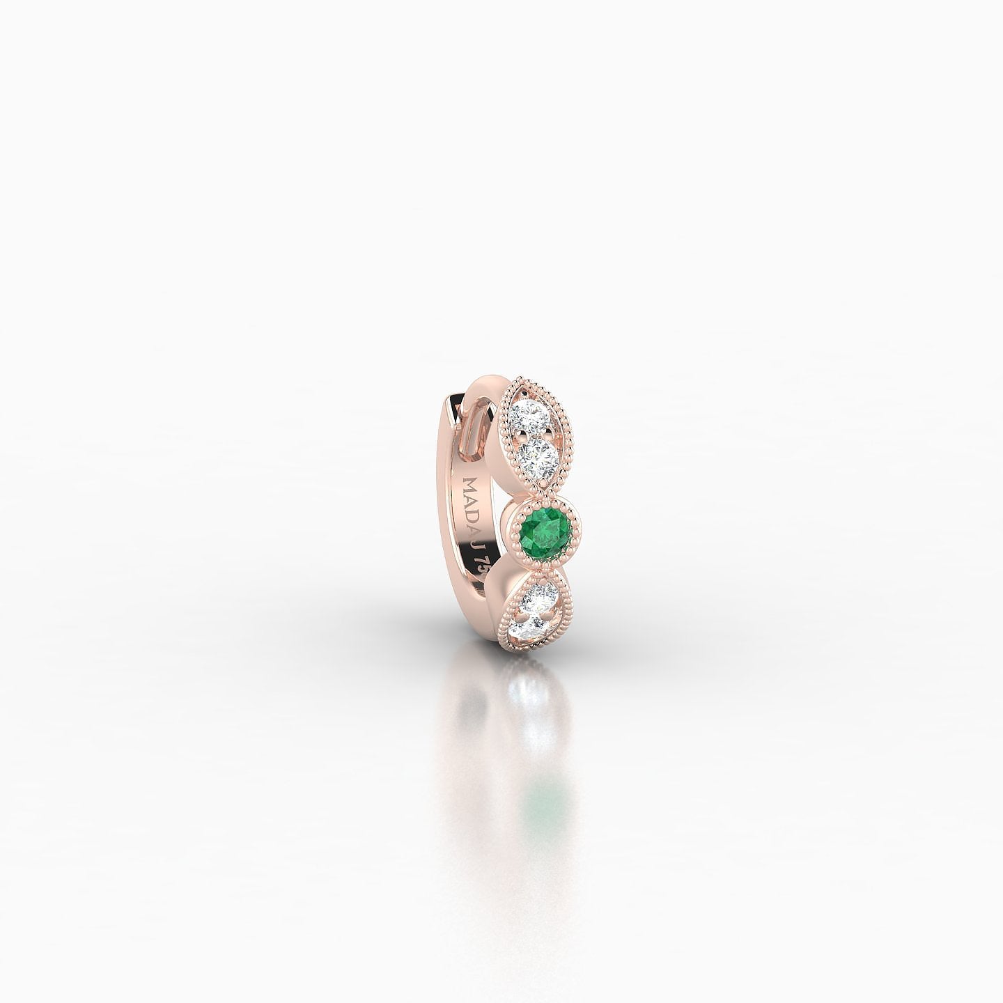 Roma | 18k Rose Gold 5 mm Emerald & Diamond Hoop Piercing