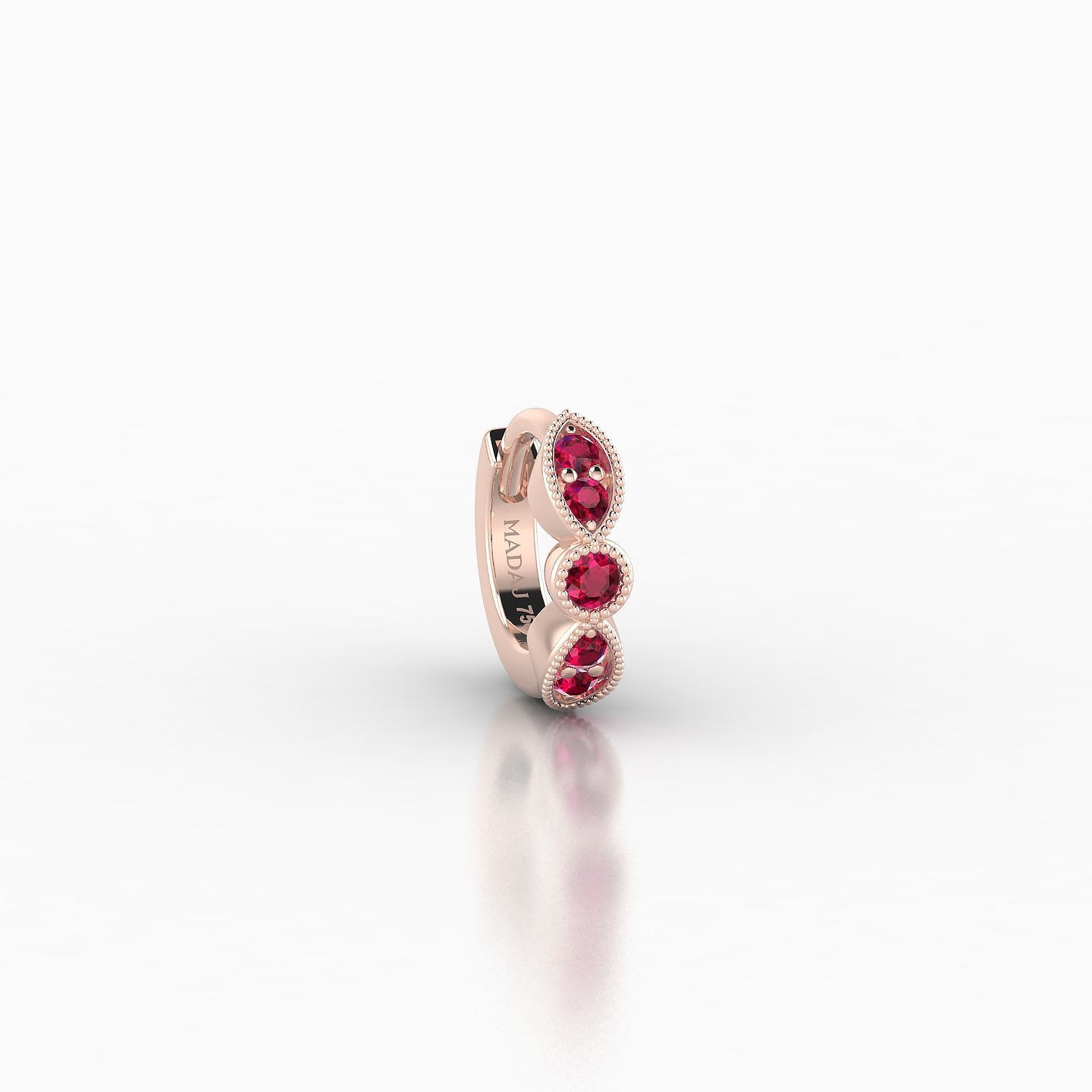 Roma | 18k Rose Gold 5 mm Ruby Hoop Piercing