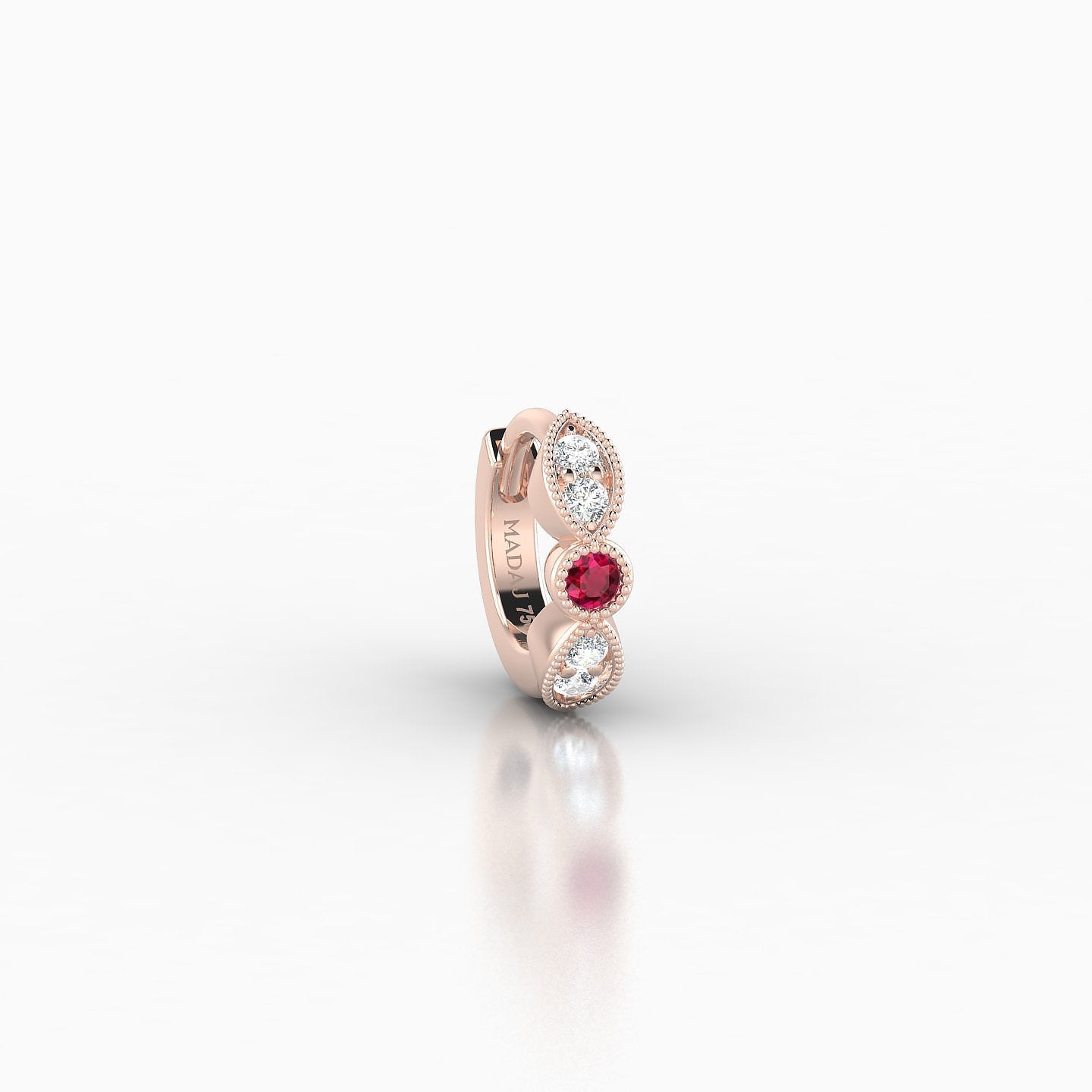 Roma | 18k Rose Gold 5 mm Ruby & Diamond Hoop Piercing