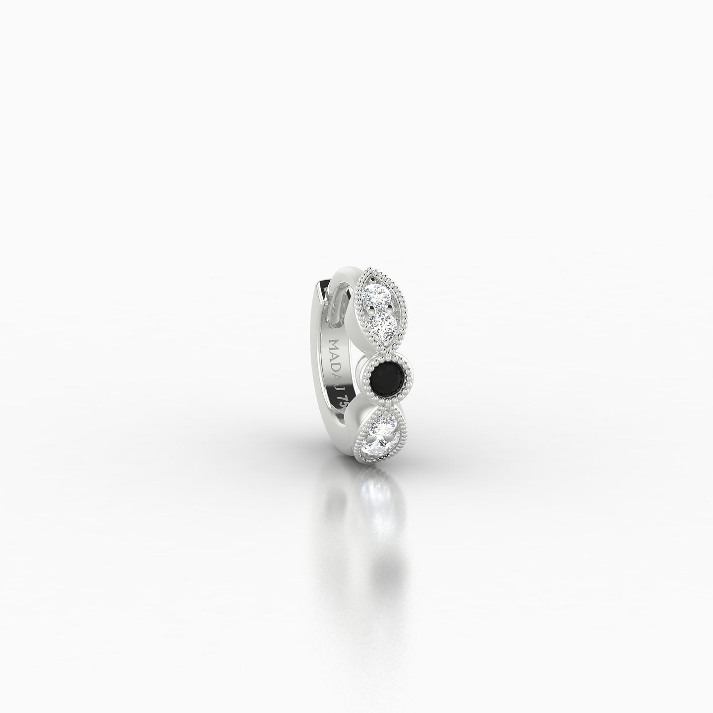 Roma | 18k White Gold 5 mm Black Diamond & Diamond Hoop Piercing