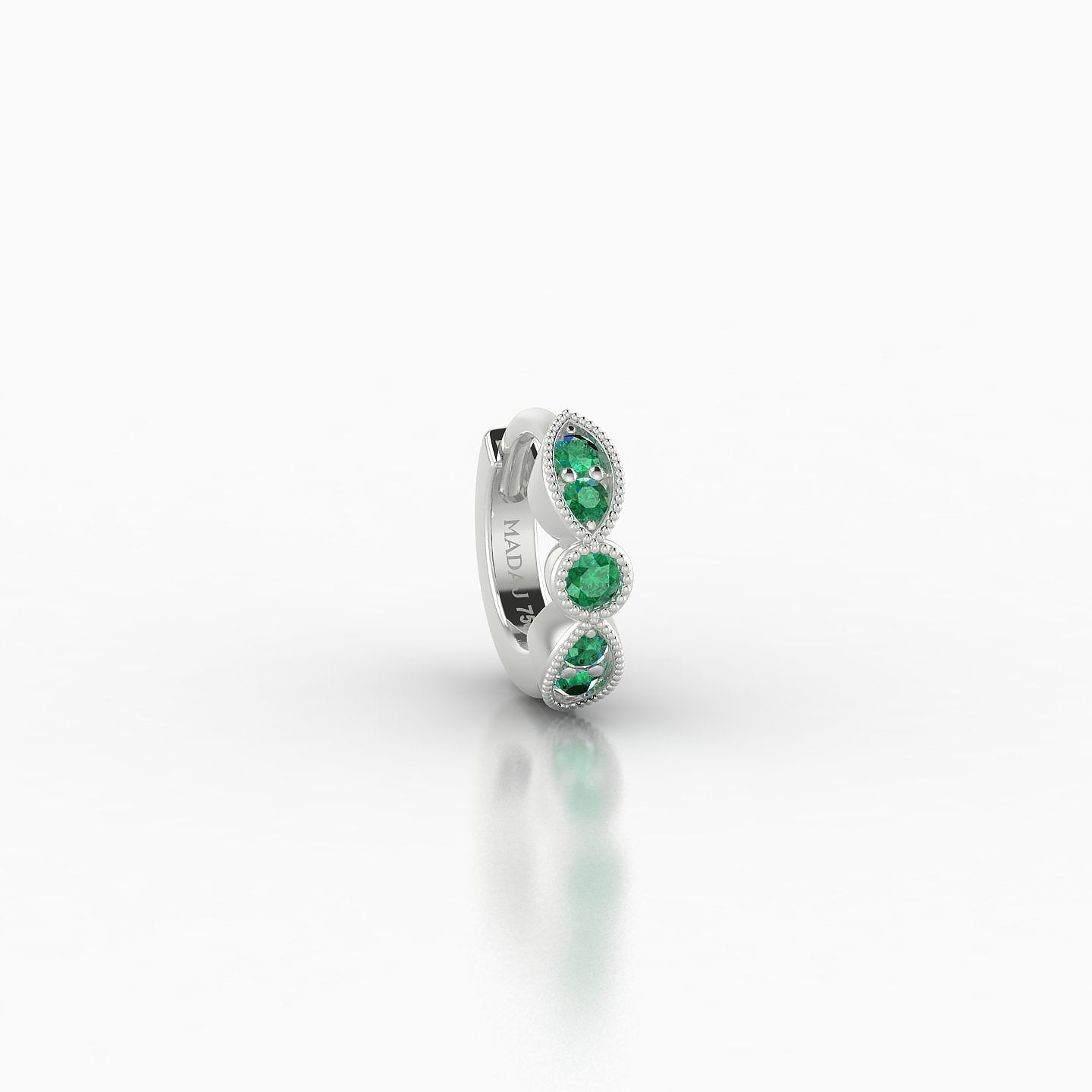 Roma | 18k White Gold 5 mm Emerald Hoop Piercing