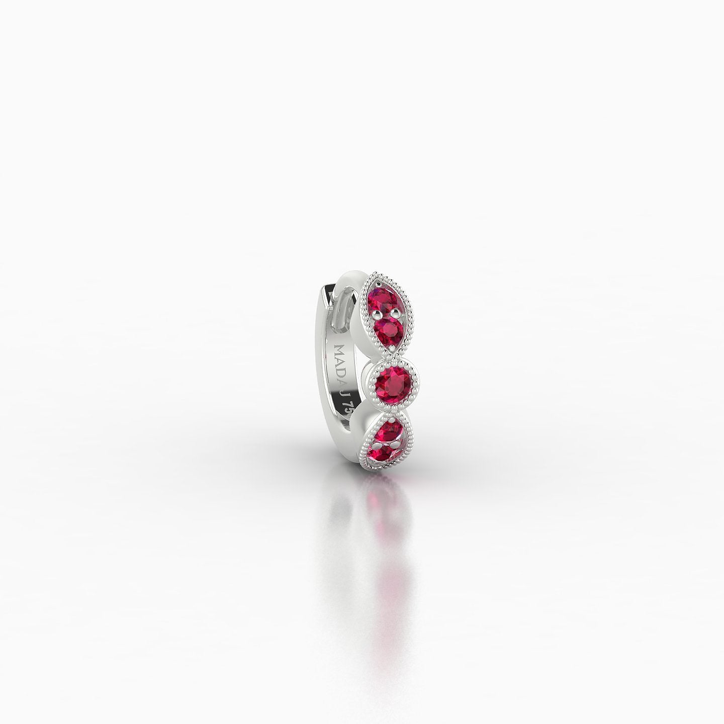 Roma | 18k White Gold 5 mm Ruby Hoop Piercing