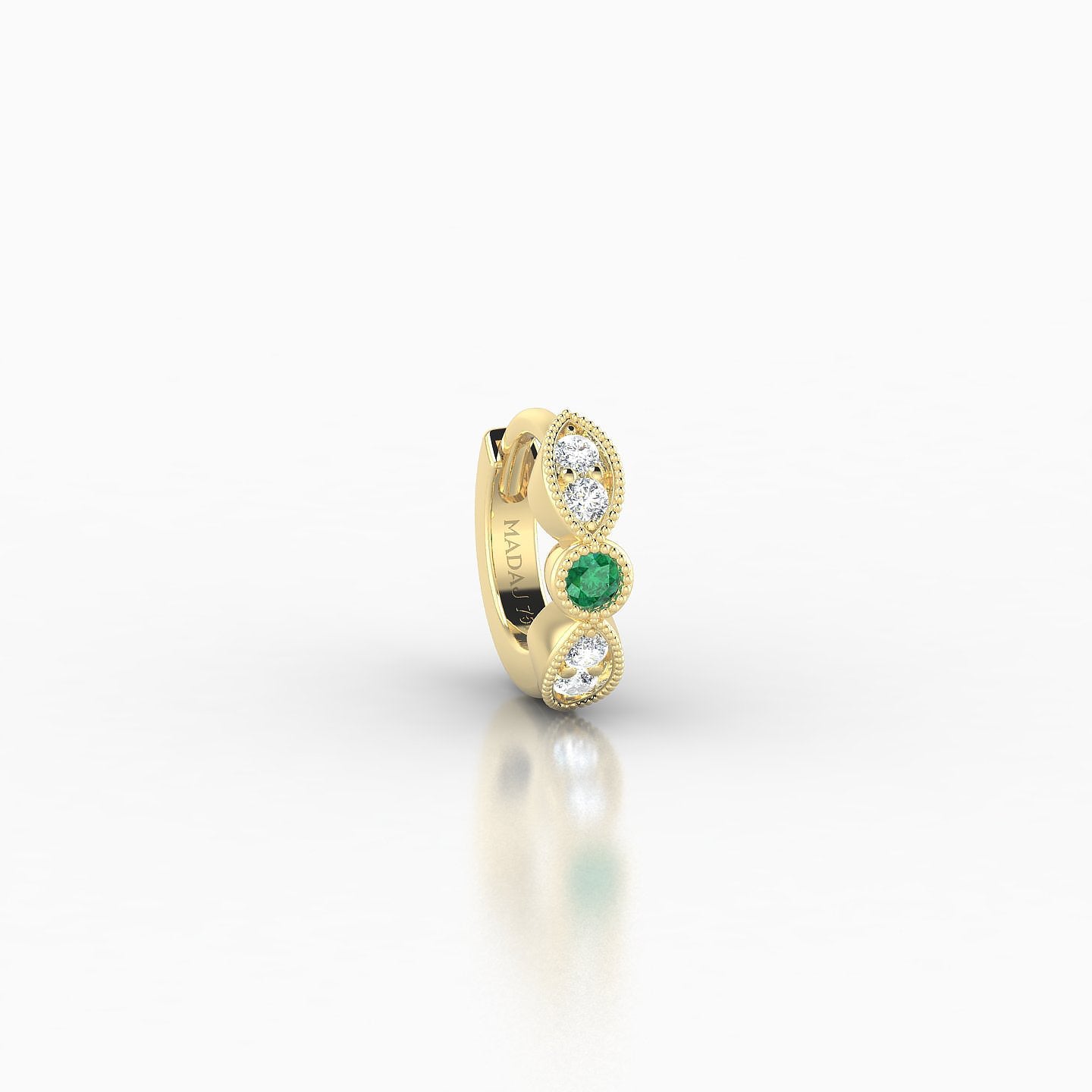 Roma | 18k Yellow Gold 5 mm Emerald & Diamond Hoop Piercing