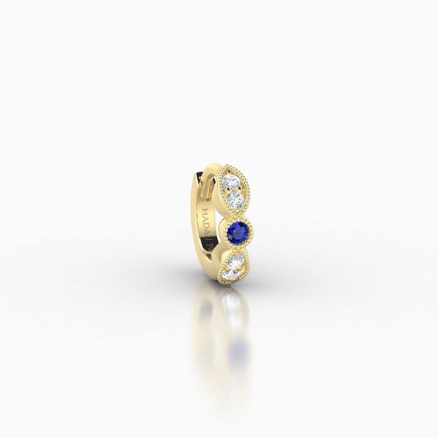 Roma | 18k Yellow Gold 5 mm Sapphire & Diamond Hoop Piercing