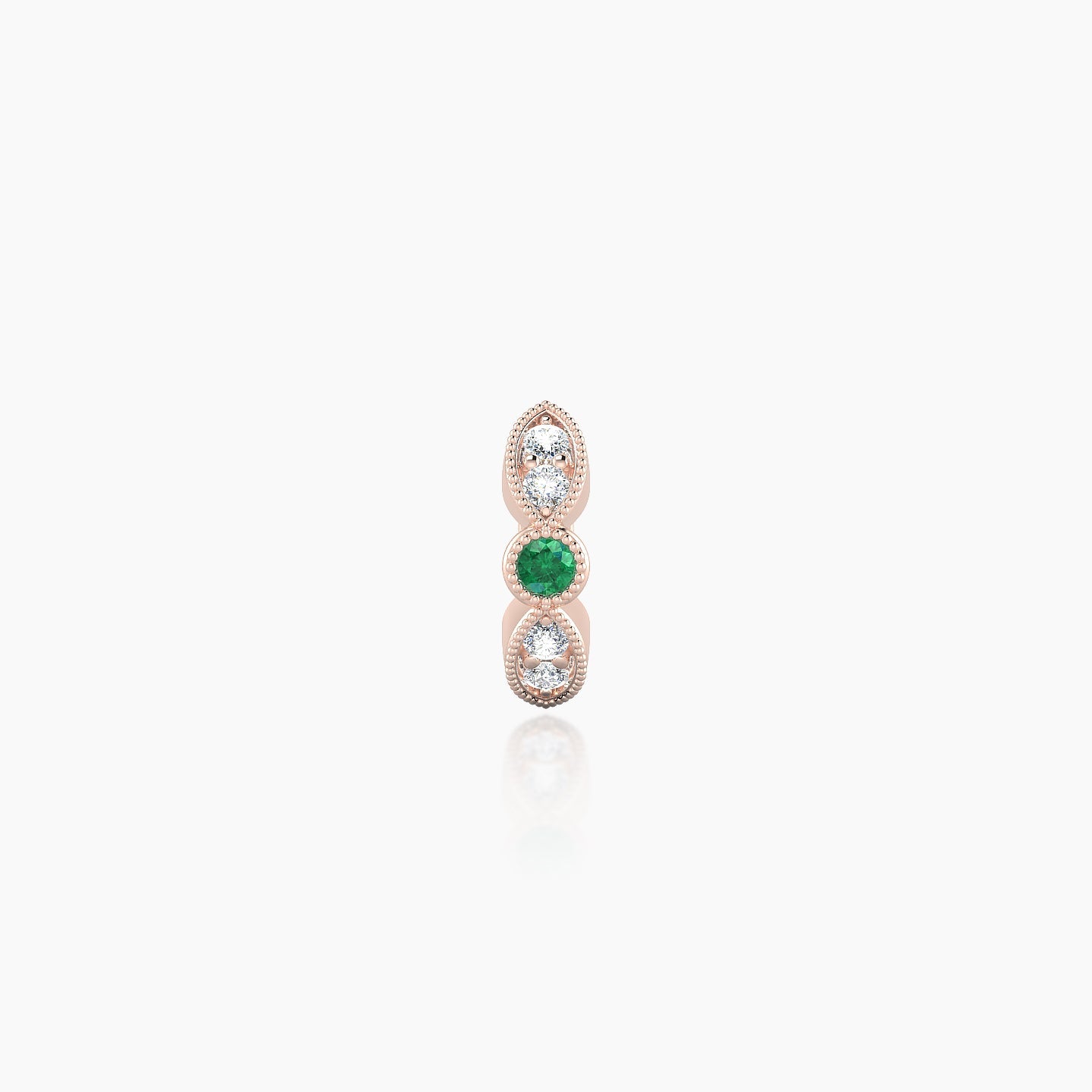 Roma | 18k Rose Gold 5 mm Emerald & Diamond Hoop Piercing