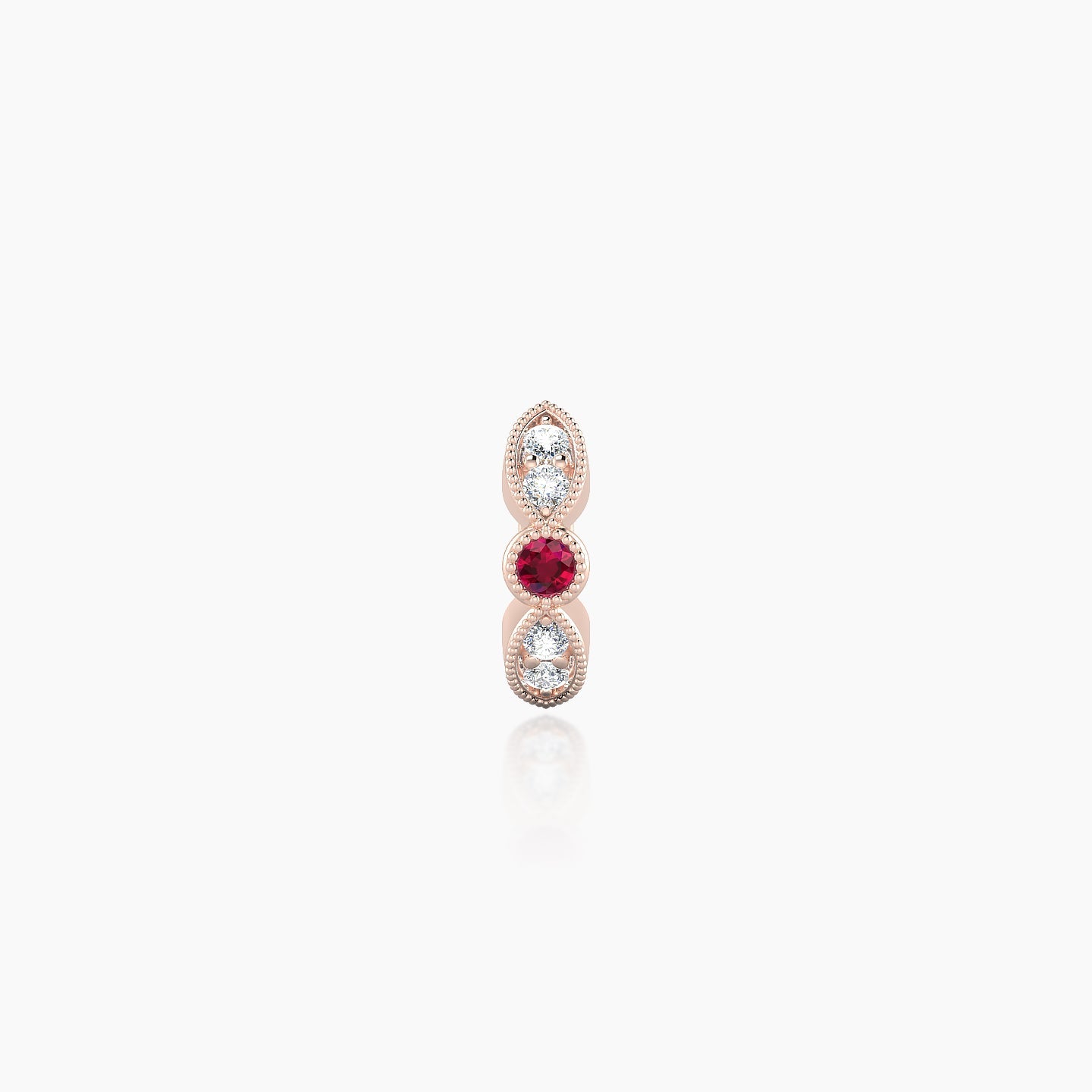 Roma | 18k Rose Gold 5 mm Ruby & Diamond Hoop Piercing