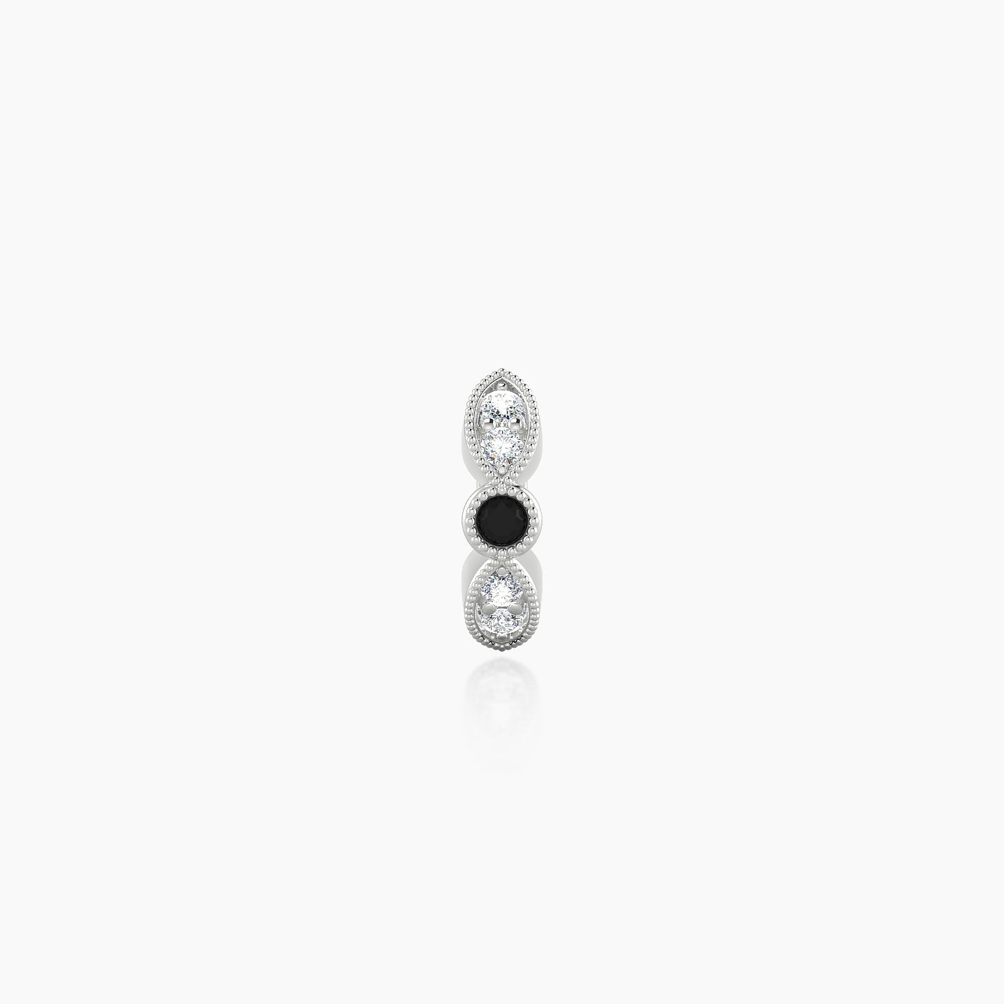 Roma | 18k White Gold 5 mm Black Diamond & Diamond Hoop Piercing