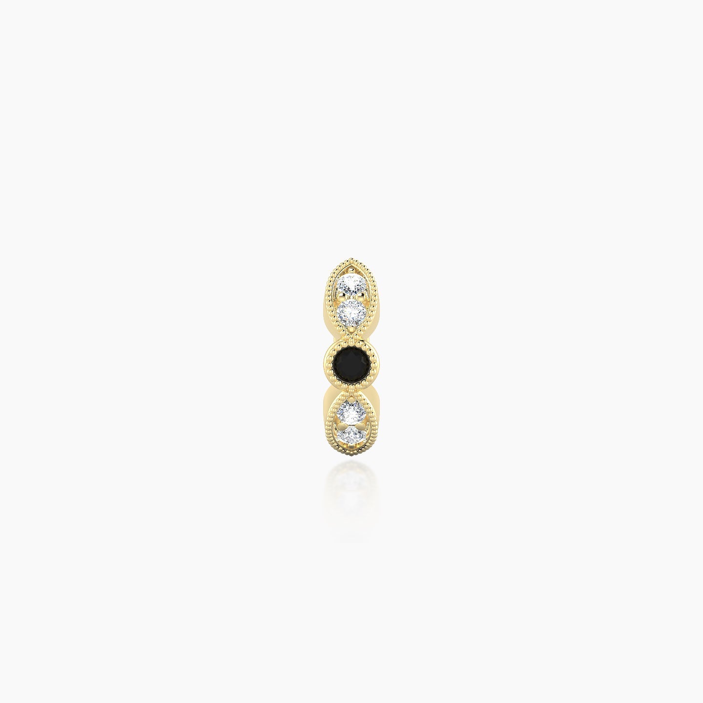 Roma | 18k Yellow Gold 5 mm Black Diamond & Diamond Hoop Piercing