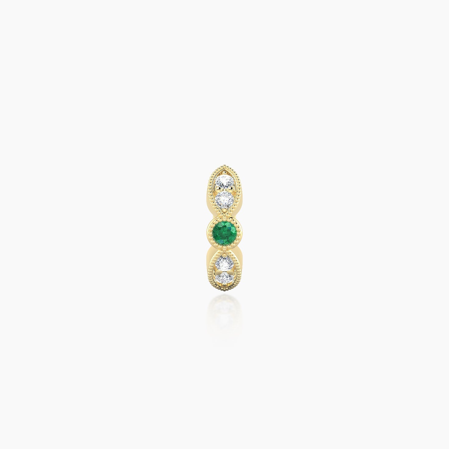 Roma | 18k Yellow Gold 5 mm Emerald & Diamond Hoop Piercing