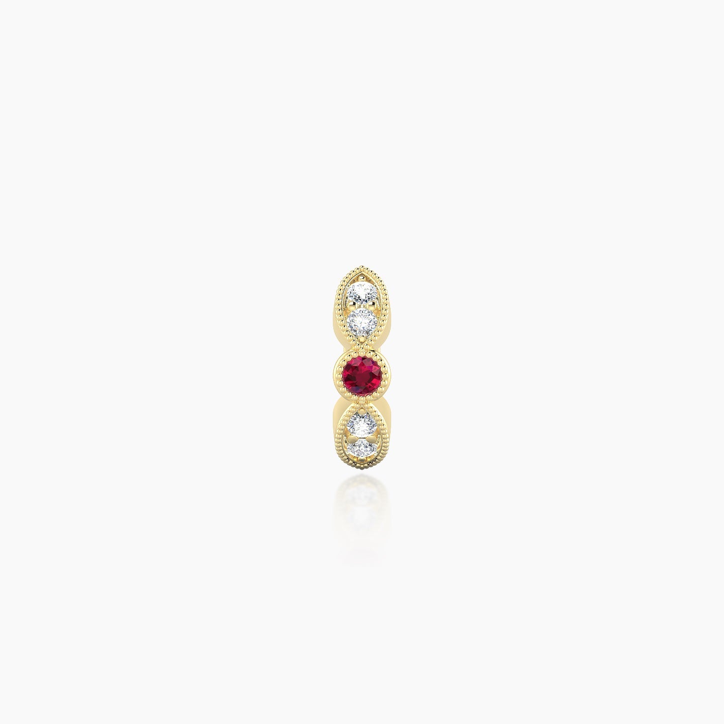 Roma | 18k Yellow Gold 5 mm Ruby & Diamond Hoop Piercing