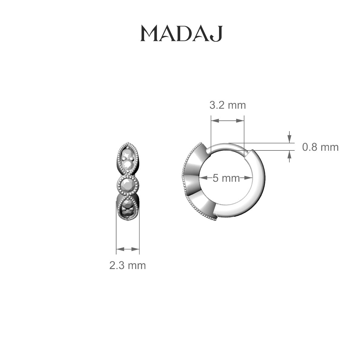 Roma | 18k Rose Gold 5 mm Emerald & Diamond Hoop Piercing