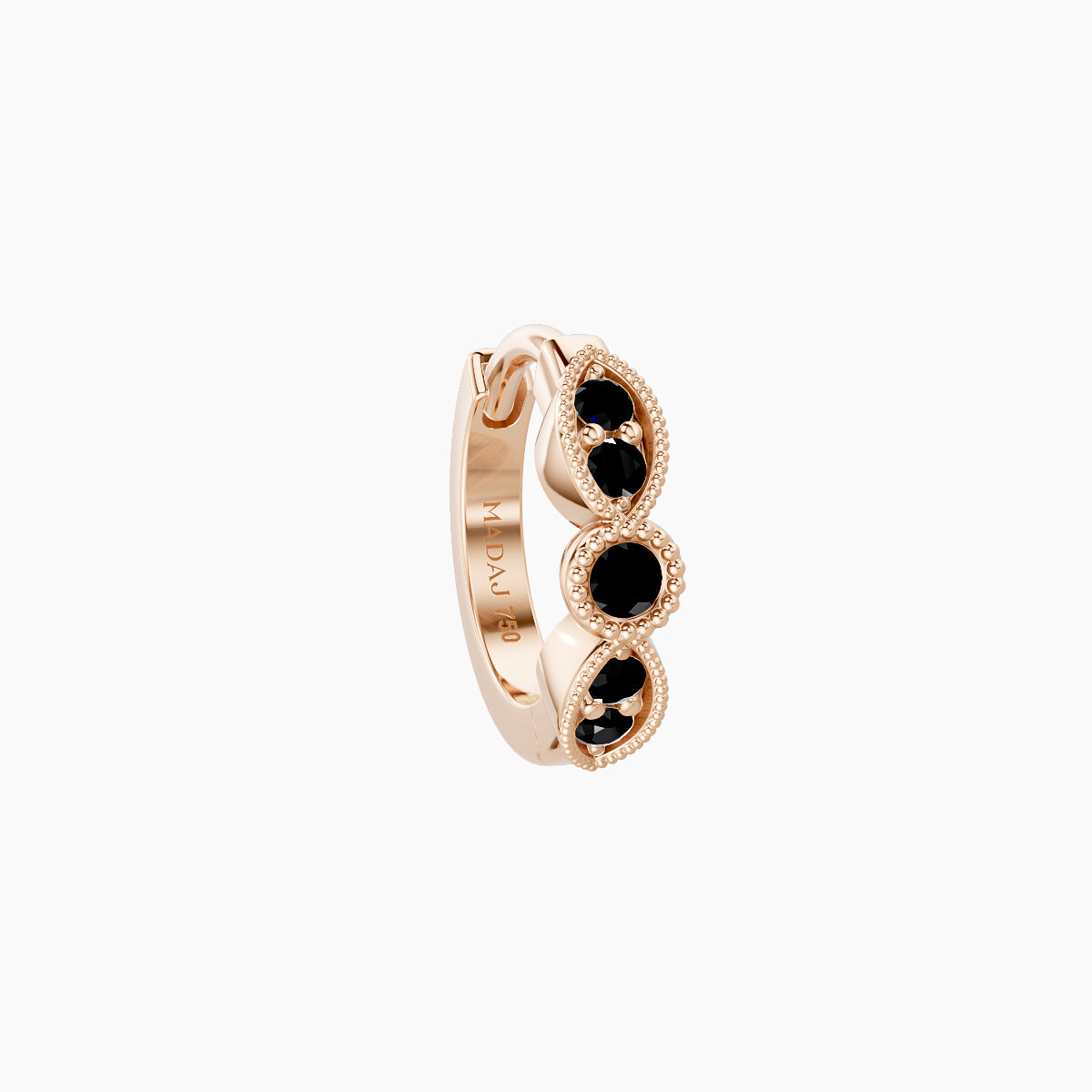 Roma | 18k Rose Gold 6.5 mm Black Diamond Hoop Piercing