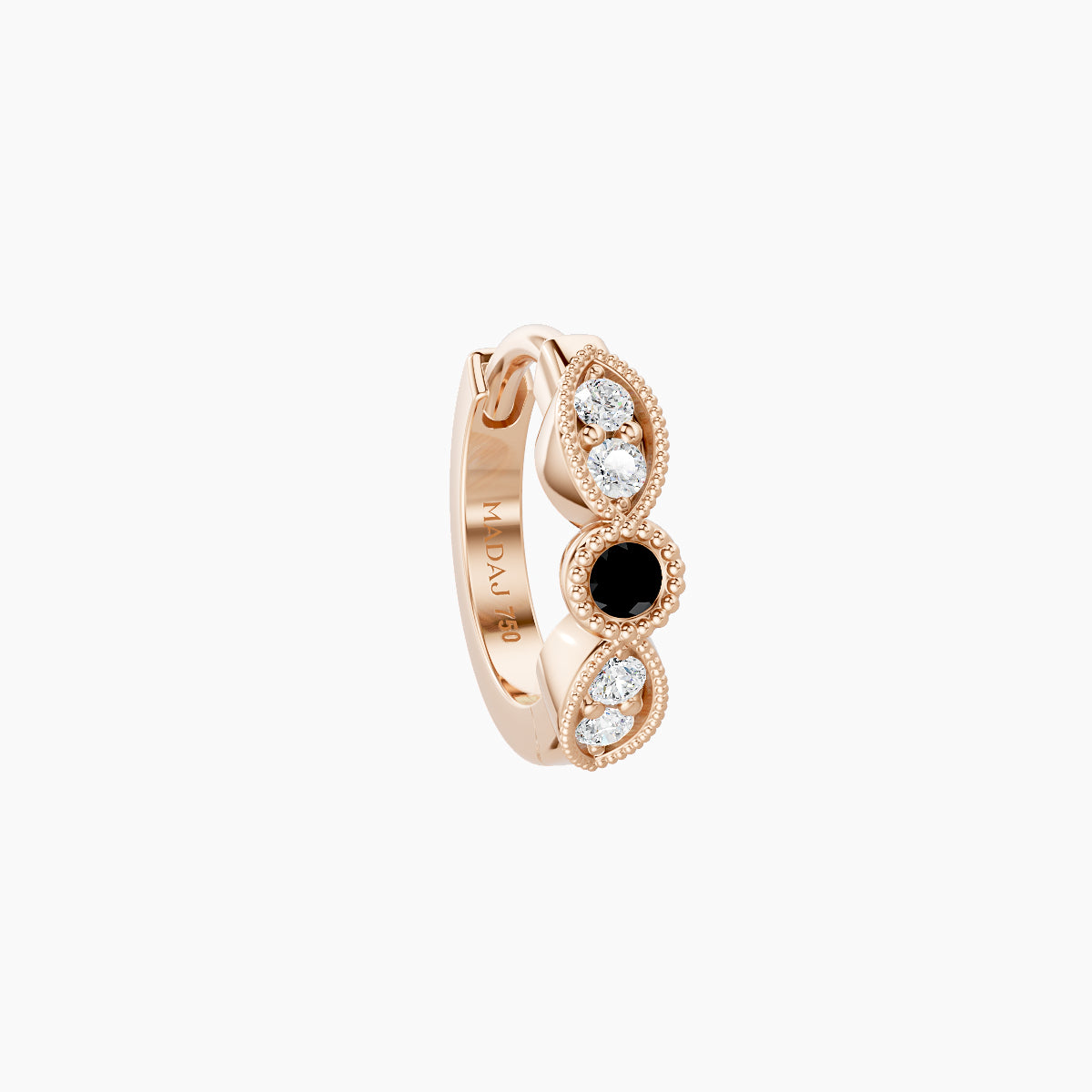 Roma | 18k Rose Gold 6.5 mm Black Diamond & Diamond Hoop Piercing