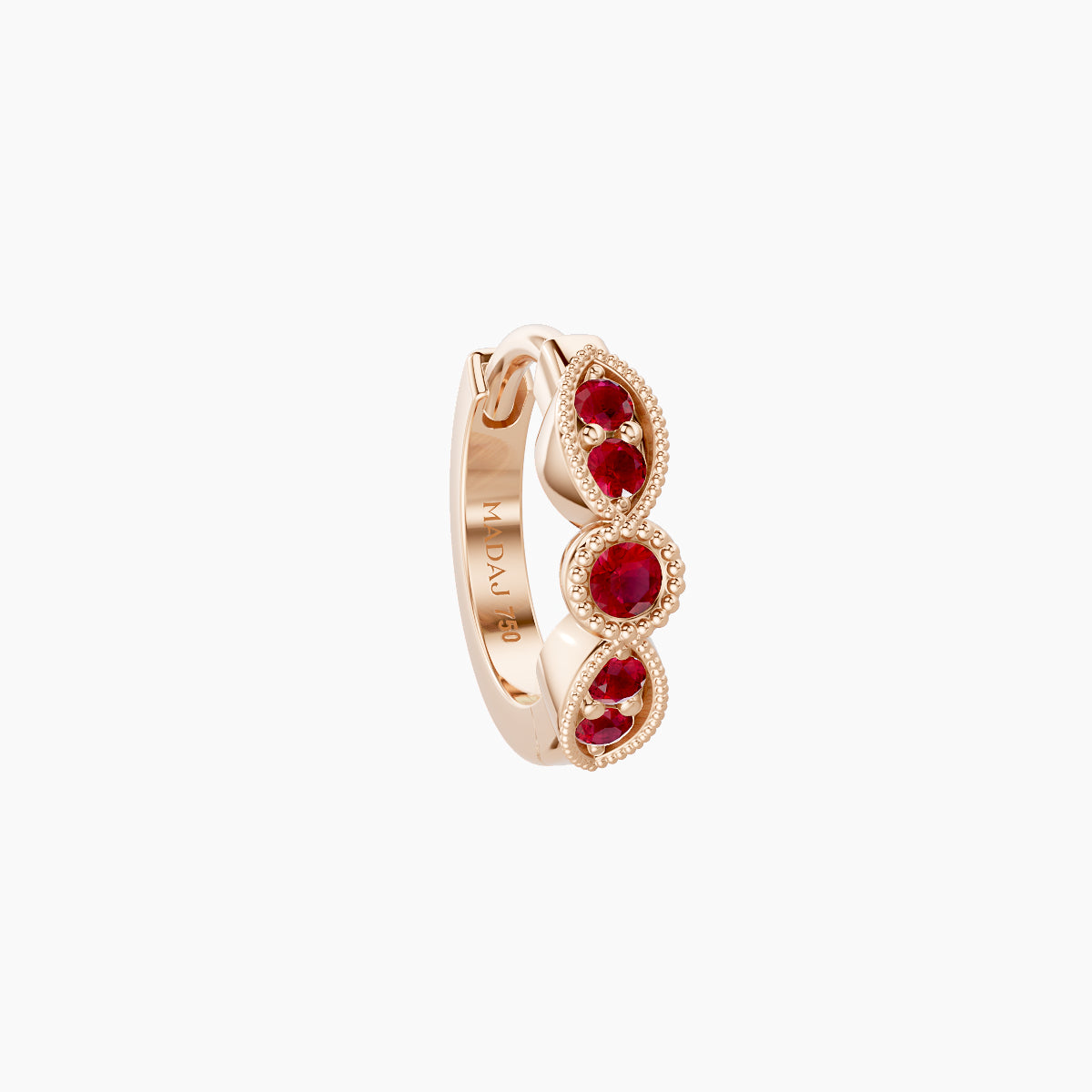 Roma | 18k Rose Gold 6.5 mm Ruby Hoop Piercing