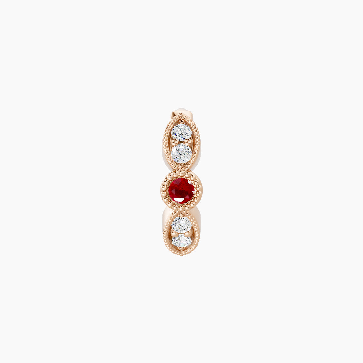Roma | 18k Rose Gold 6.5 mm Ruby & Diamond Hoop Piercing