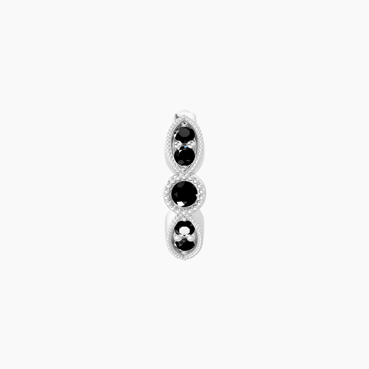Roma | 18k White Gold 6.5 mm Black Diamond Hoop Piercing