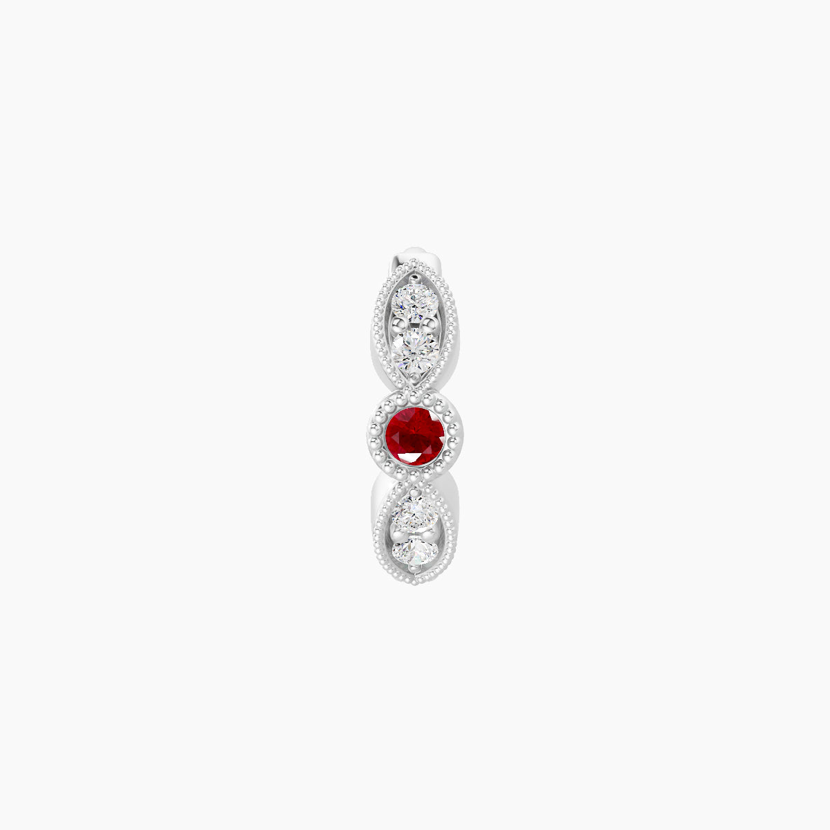 Roma | 18k White Gold 6.5 mm Ruby & Diamond Hoop Piercing
