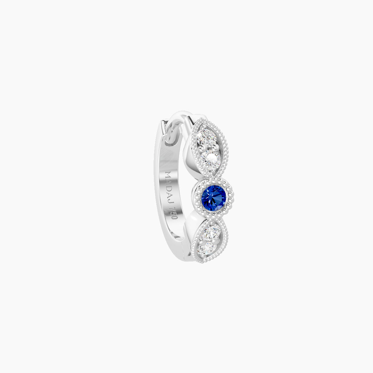 Roma | 18k White Gold 6.5 mm Sapphire & Diamond Hoop Piercing