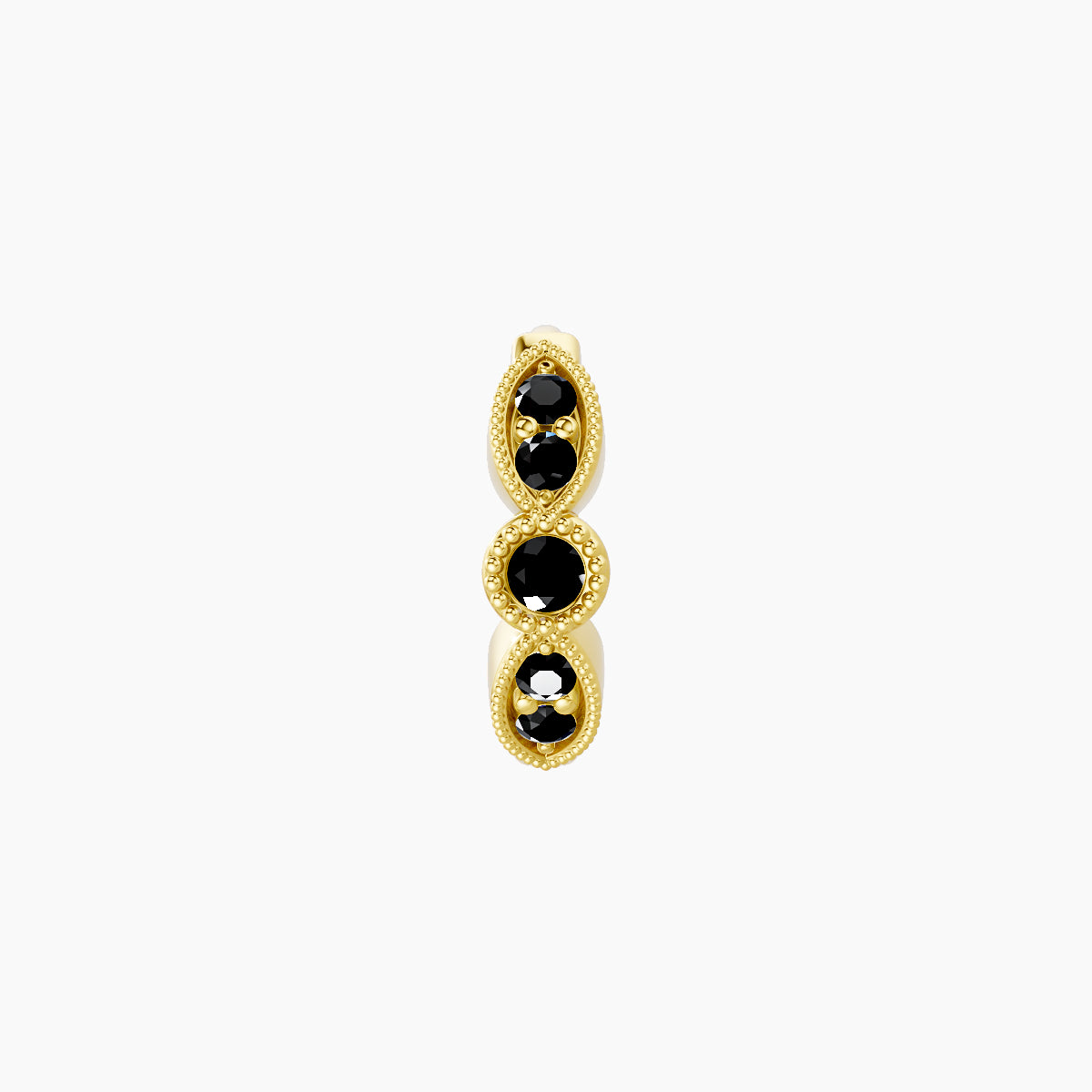 Roma | 18k Yellow Gold 6.5 mm Black Diamond Hoop Piercing