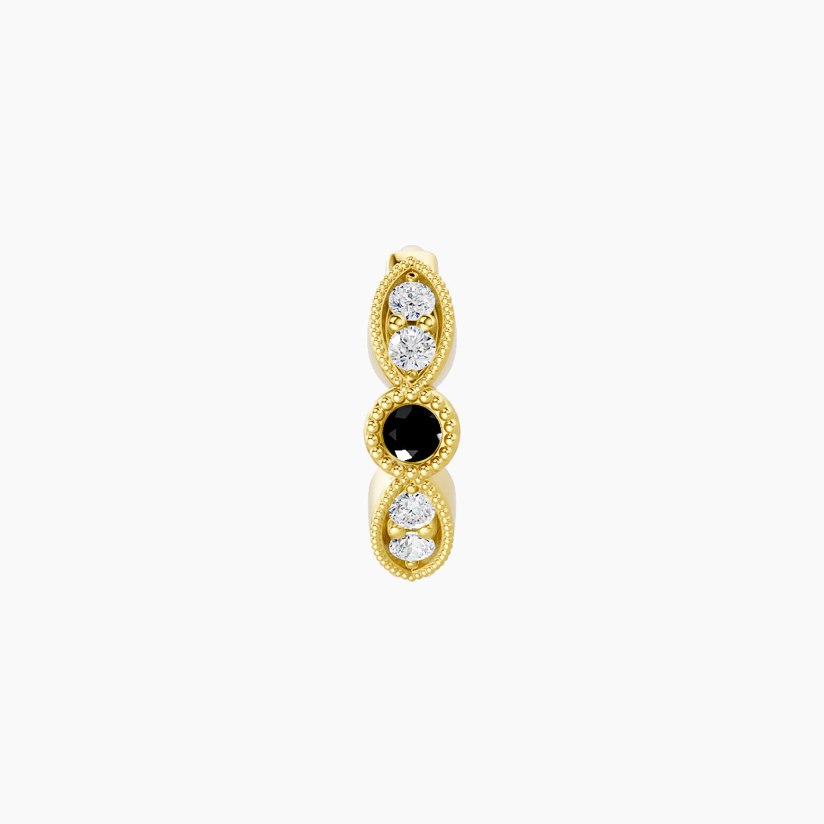 Roma | 18k Yellow Gold 6.5 mm Black Diamond & Diamond Hoop Piercing
