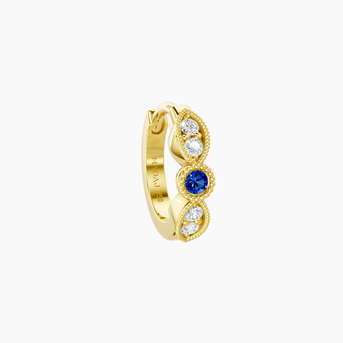 Roma | 18k Yellow Gold 6.5 mm Sapphire & Diamond Hoop Piercing