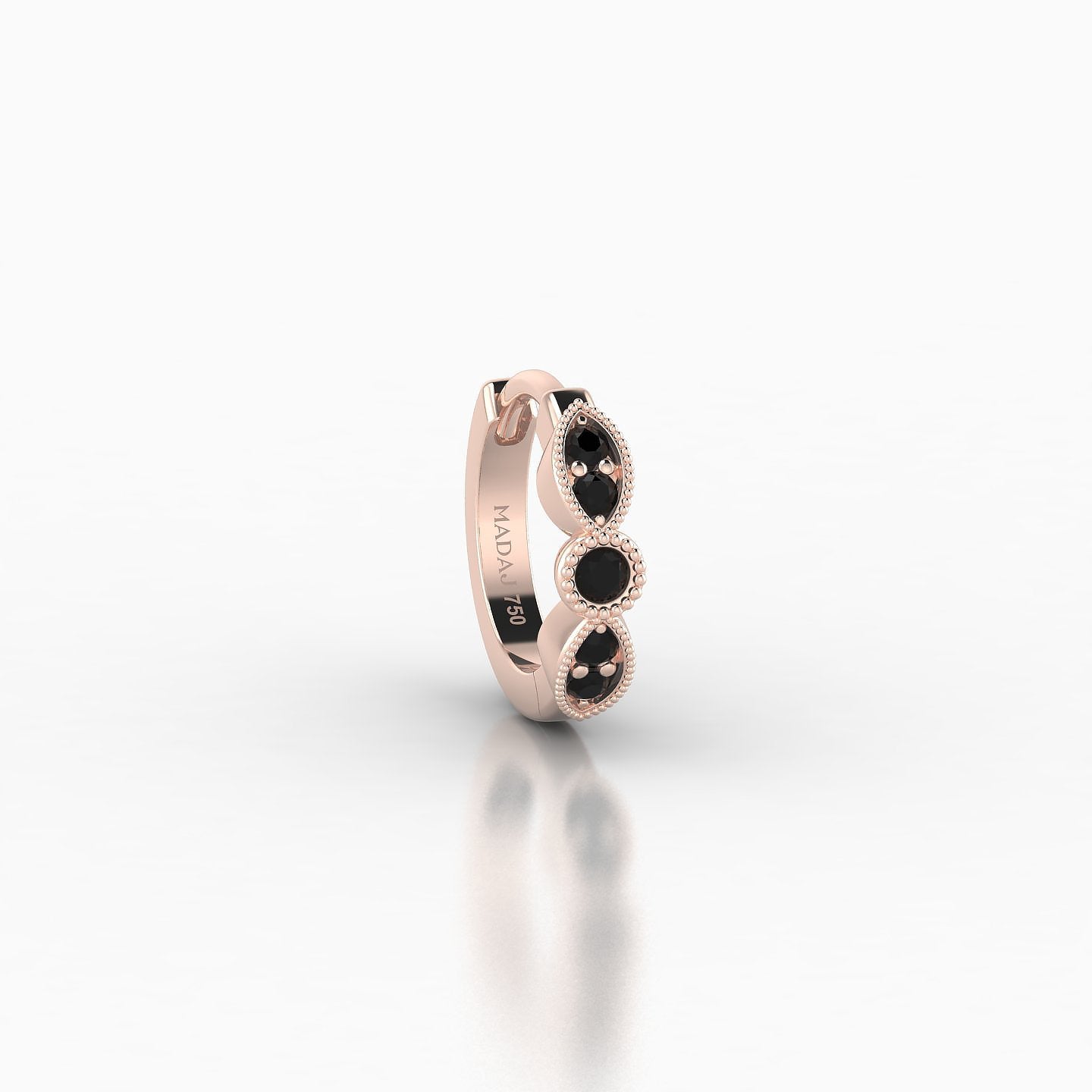 Roma | 18k Rose Gold 6.5 mm Black Diamond Hoop Piercing