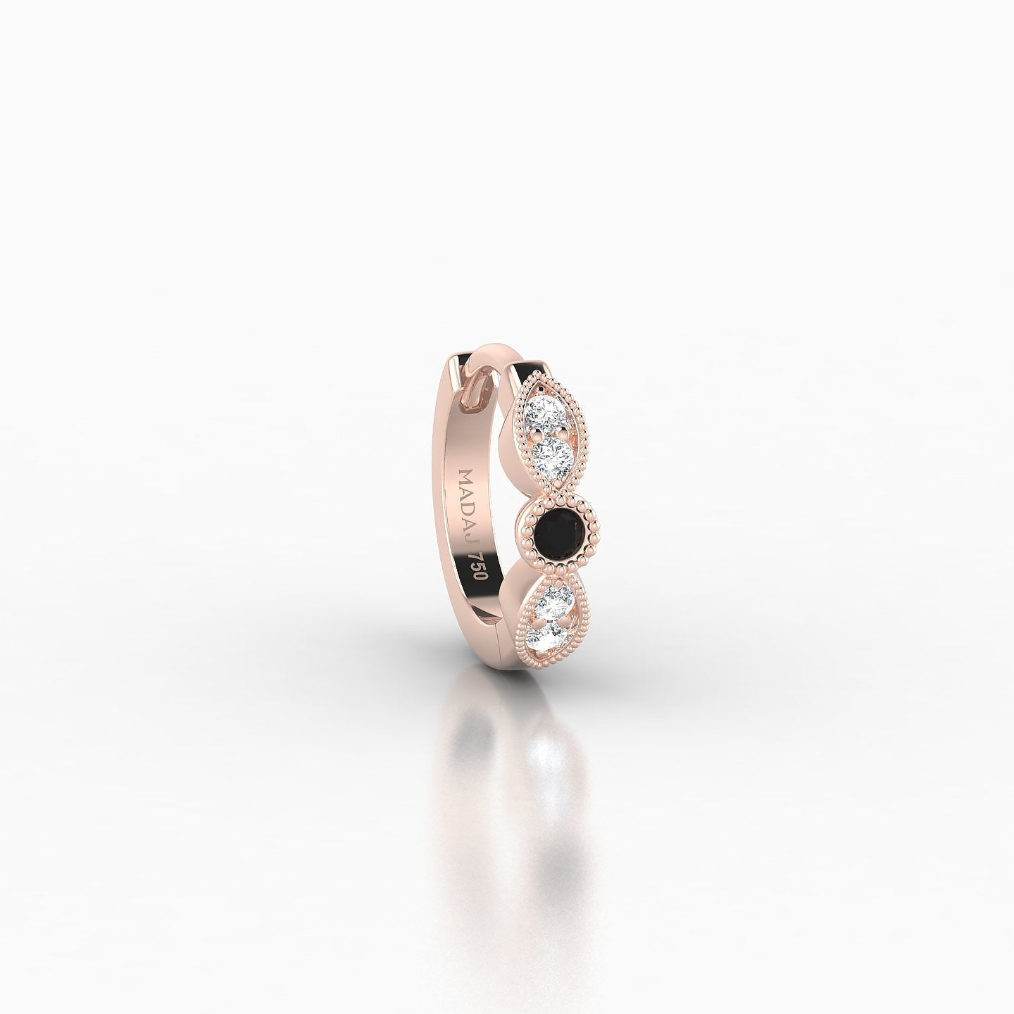 Roma | 18k Rose Gold 6.5 mm Black Diamond & Diamond Hoop Piercing