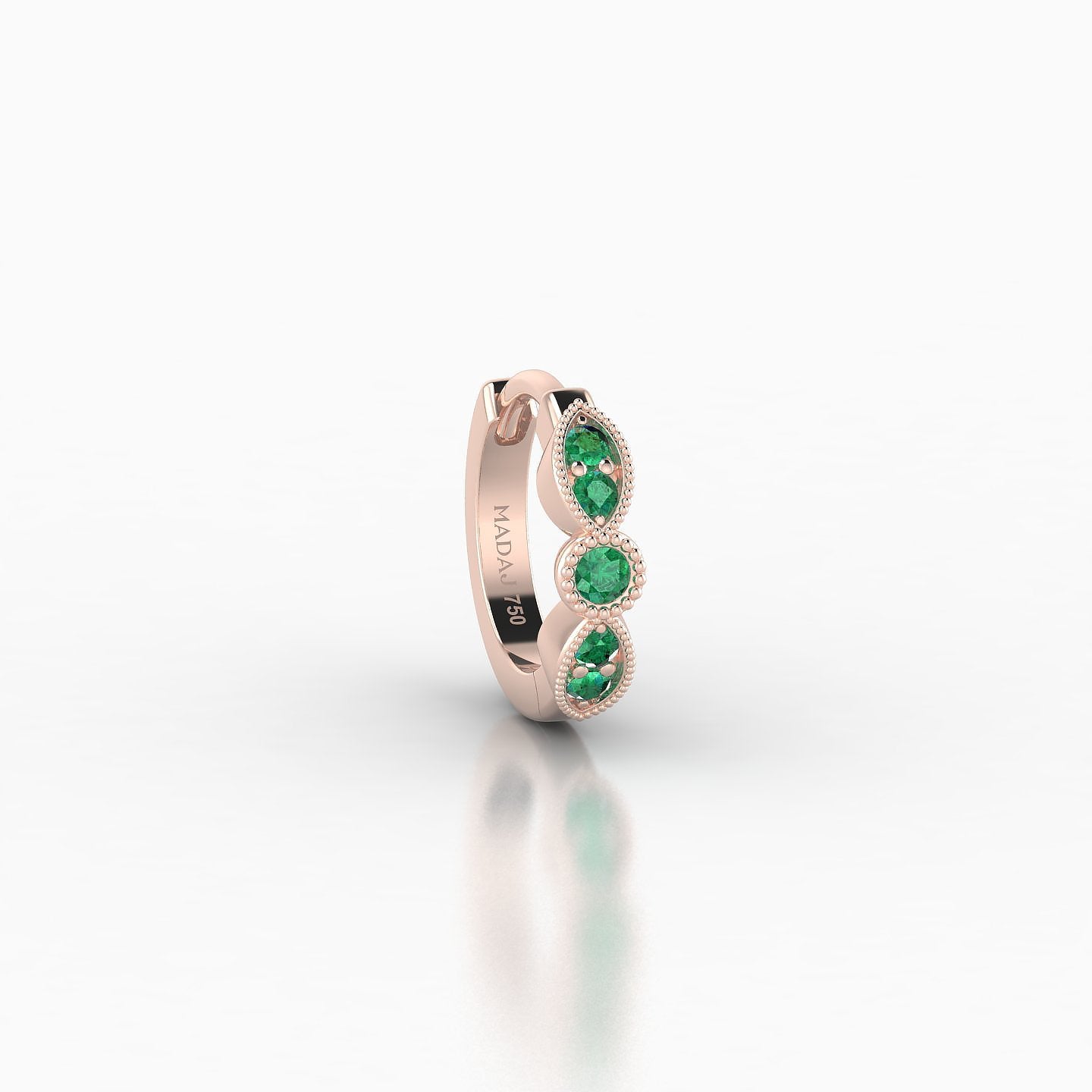 Roma | 18k Rose Gold 6.5 mm Emerald Hoop Piercing